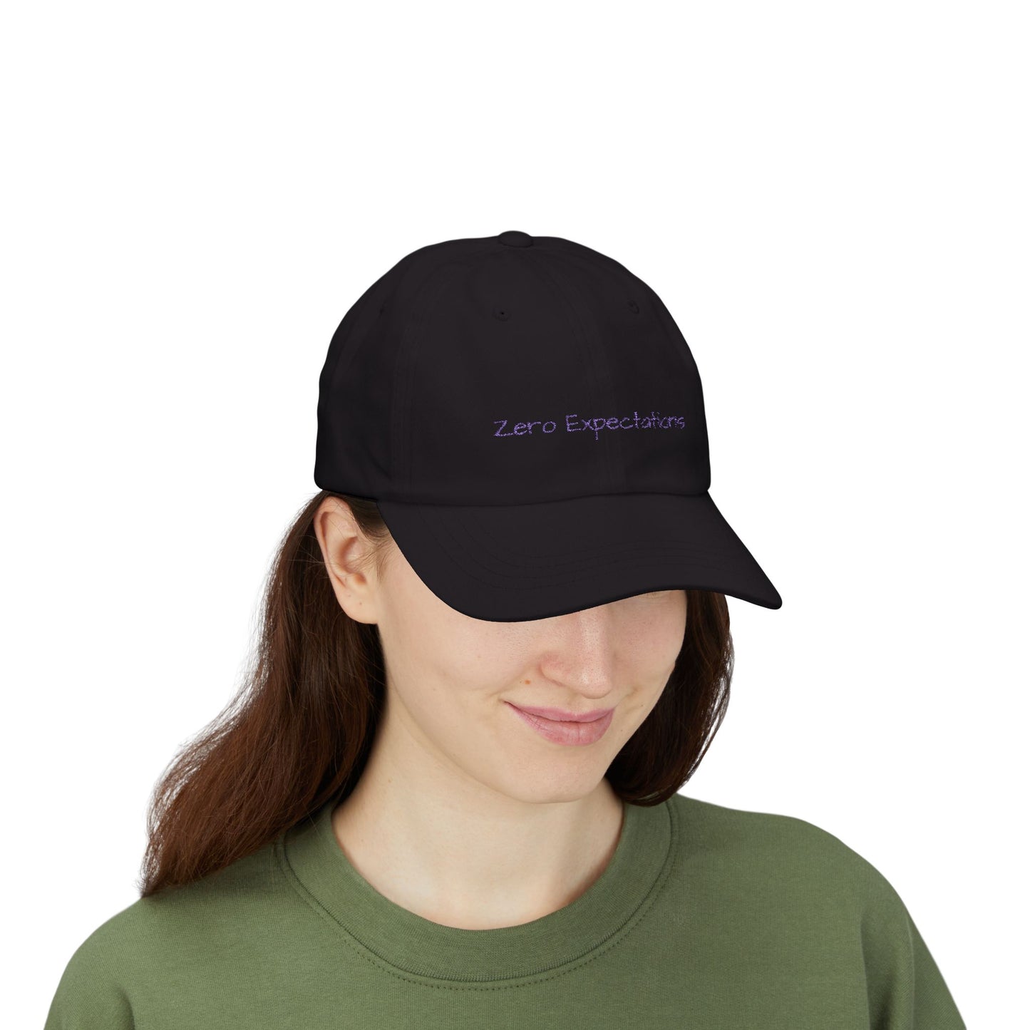 Zero Expectations Cap- Sarcastic Embroidered Cap, Funny Minimalist Hat, Low-Energy Mood Gift for the Barely Hanging On Club