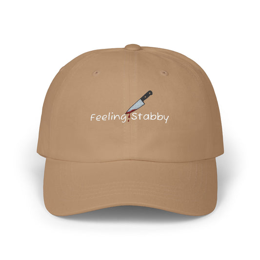 Feeling Stabby Cap- Funny Embroidered Cap for True Crime Fans, Dark Humor Gift, Sarcastic Mood Hat for Murder Show Addicts