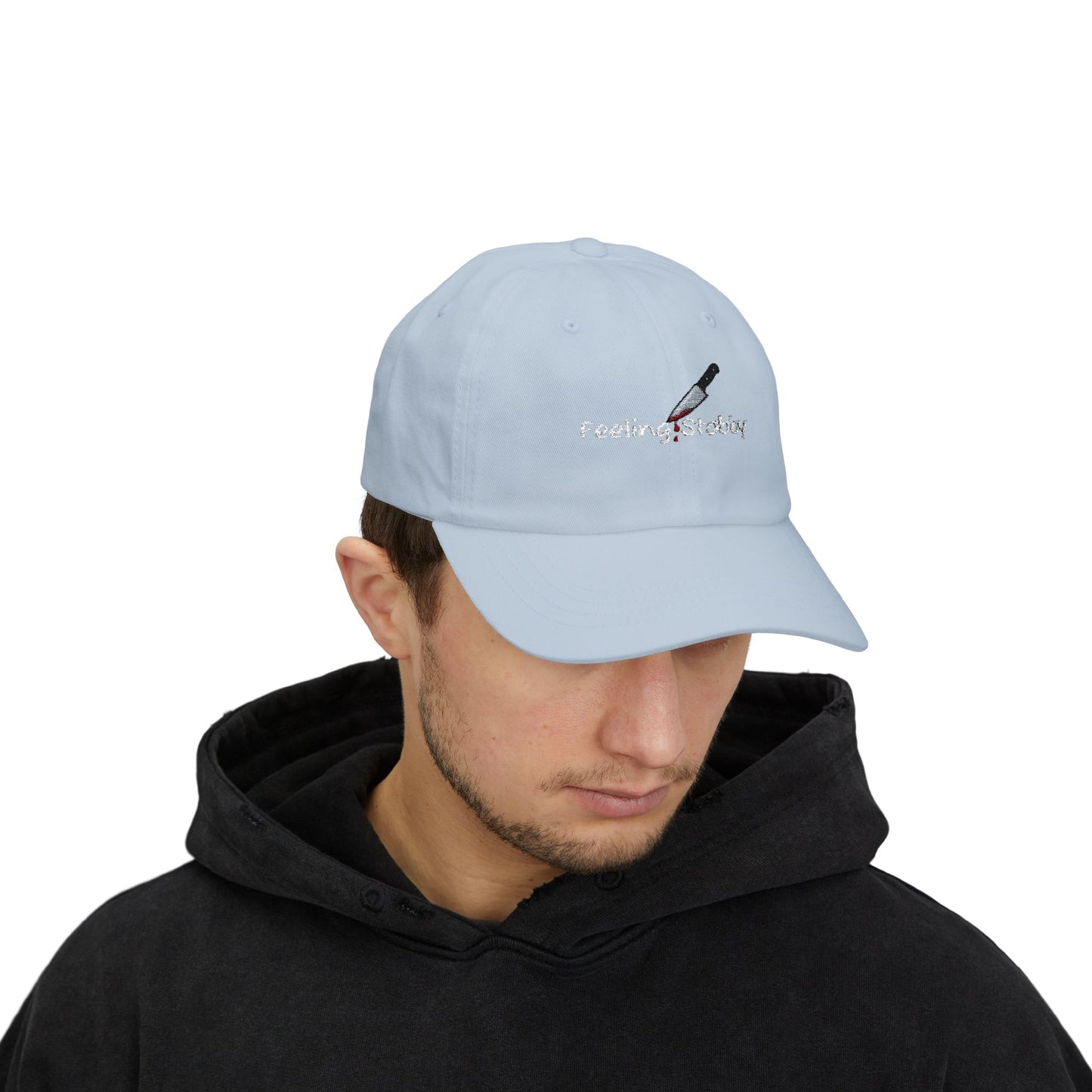 Feeling Stabby Cap- Funny Embroidered Cap for True Crime Fans, Dark Humor Gift, Sarcastic Mood Hat for Murder Show Addicts