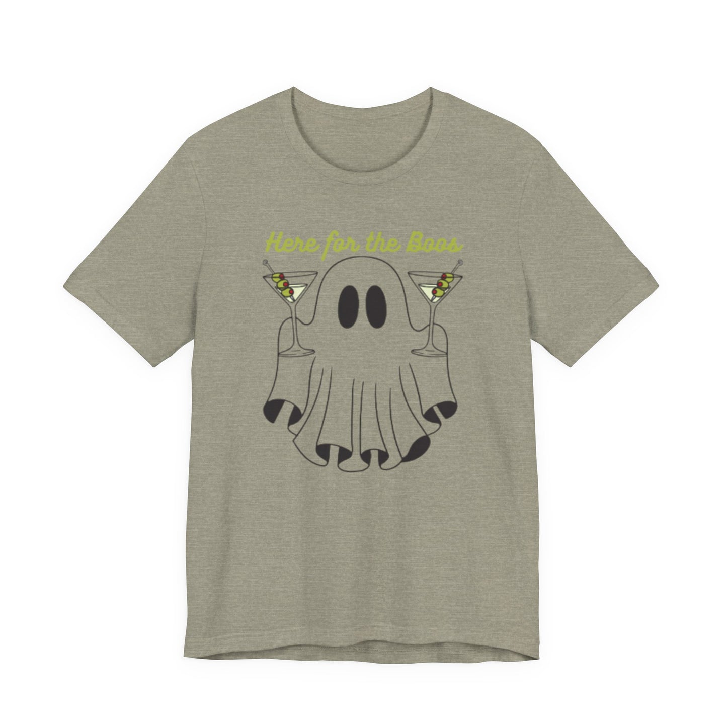 Here for the Boos Ghost Tee, Funny Halloween Shirt, Casual Unisex T-Shirt, Spooky Party Wear, Ghost Lover Gift