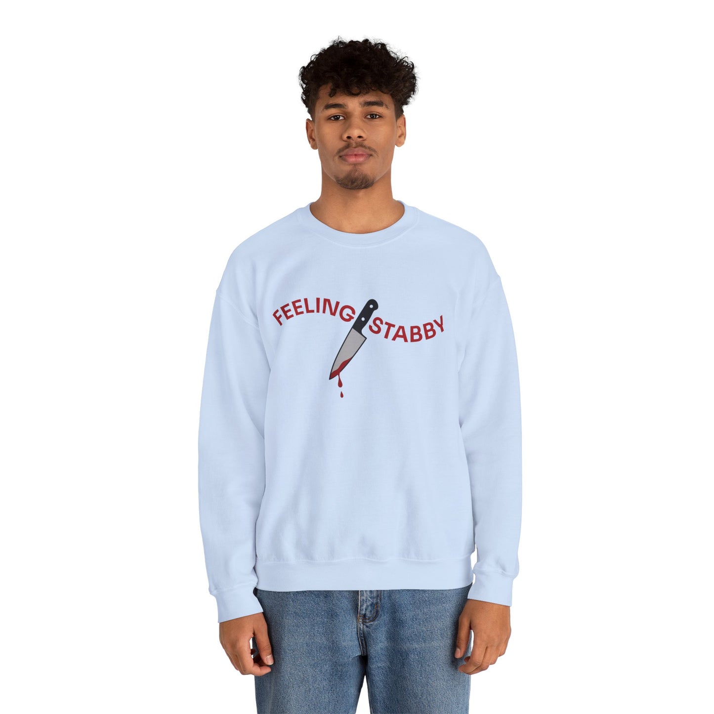 Feeling Stabby Crewneck Sweatshirt-Funny Murder Podcast Gift, Forensics Obsession Cover, Crime Junkie Aesthetic Sweatshirt