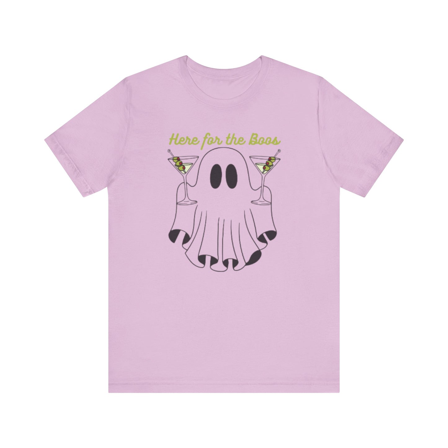 Here for the Boos Ghost Tee, Funny Halloween Shirt, Casual Unisex T-Shirt, Spooky Party Wear, Ghost Lover Gift