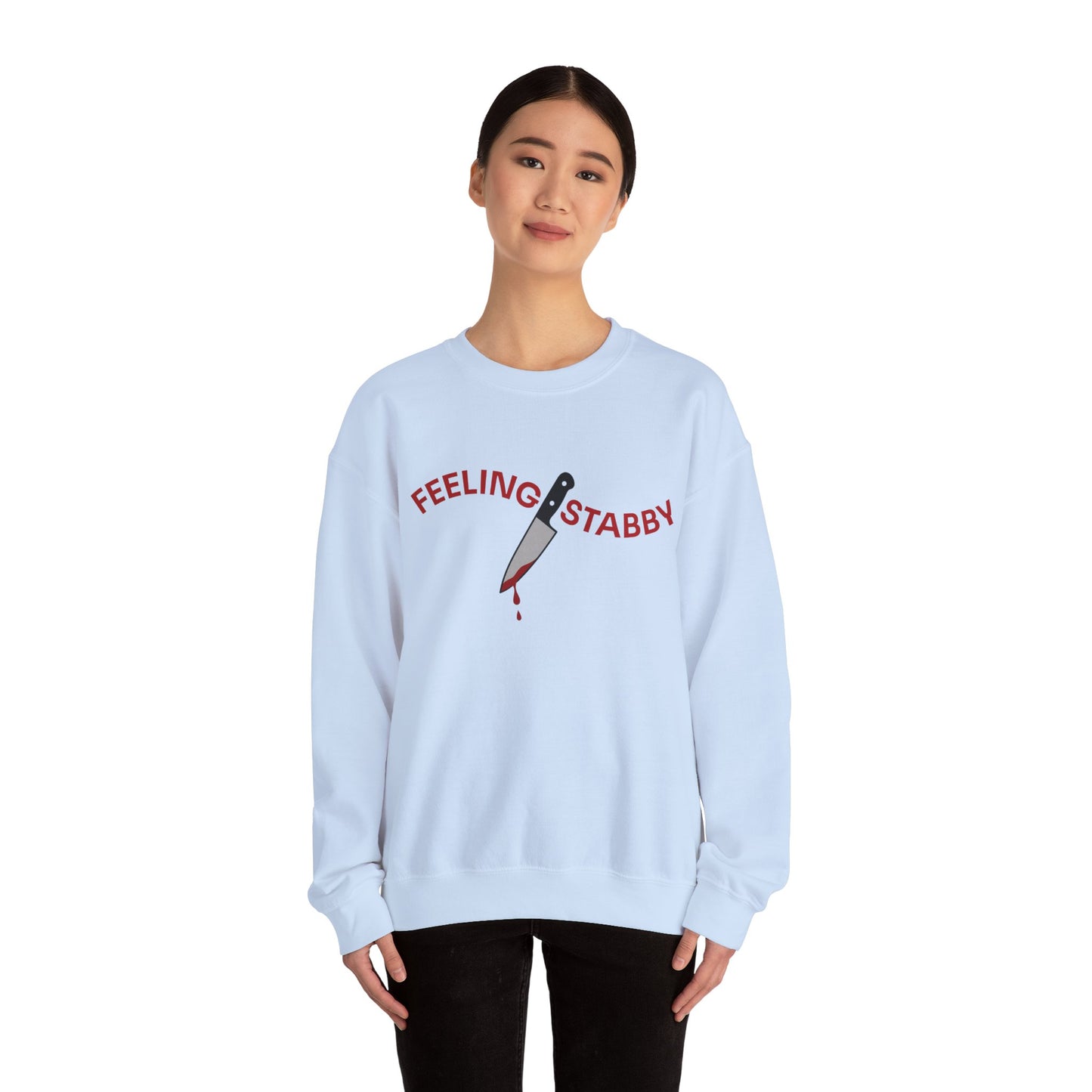 Feeling Stabby Crewneck Sweatshirt-Funny Murder Podcast Gift, Forensics Obsession Cover, Crime Junkie Aesthetic Sweatshirt