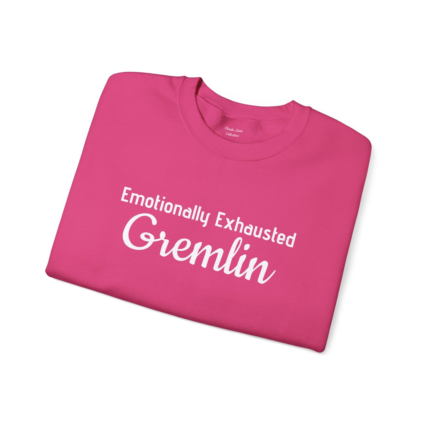 Emotionally Exhausted Gremlin Sweatshirt, Unisex Crewneck, Cozy Gift, Casual Wear, Fun Design, Halloween Fashion, Gift for Friends