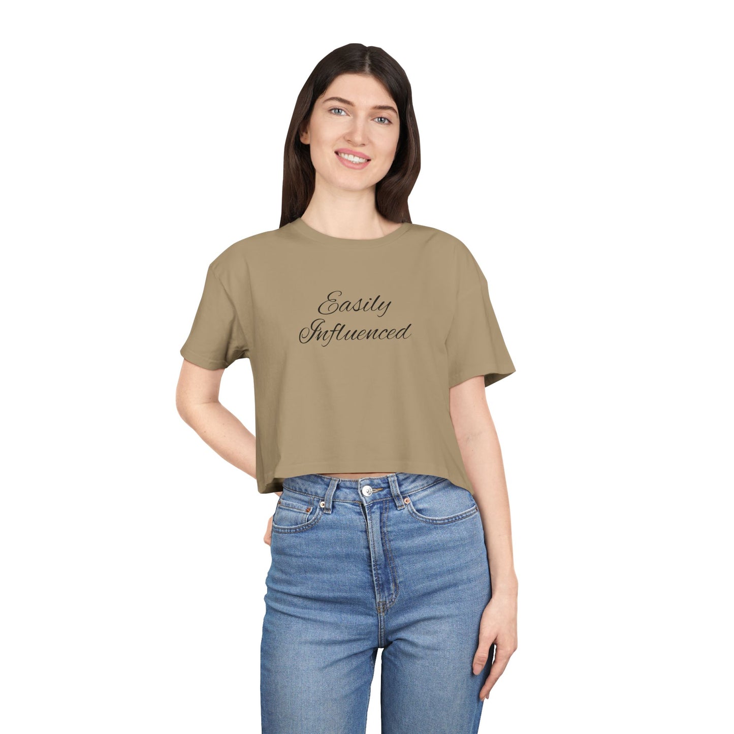 Easily Influenced Crop Tee- Funny Millennial, Gen Z Crop Top, Sarcastic Shirt for Impulse Shoppers, Social Media Addict Gift