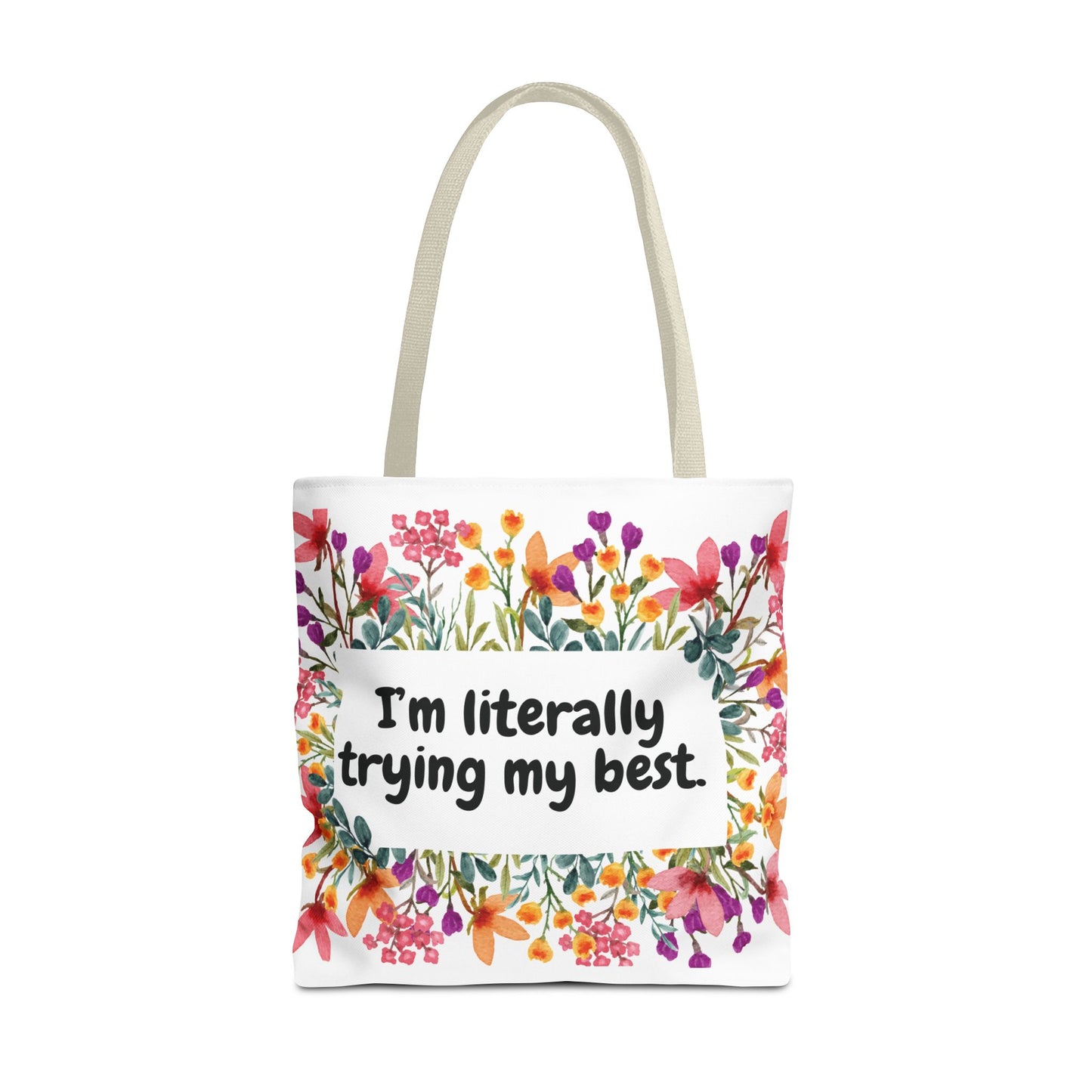 I'm Trying my Best Tote Bag, Eco-Friendly Shopping Bag, Gift for Students, Inspirational Everyday Carryall, Perfect for Celebrations