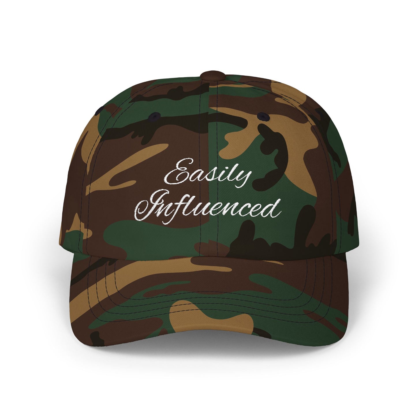 Easily Influenced Cap- Funny Embroidered Cap, Sarcastic Aesthetic for Impulse Shoppers, Social Media Girl Gift