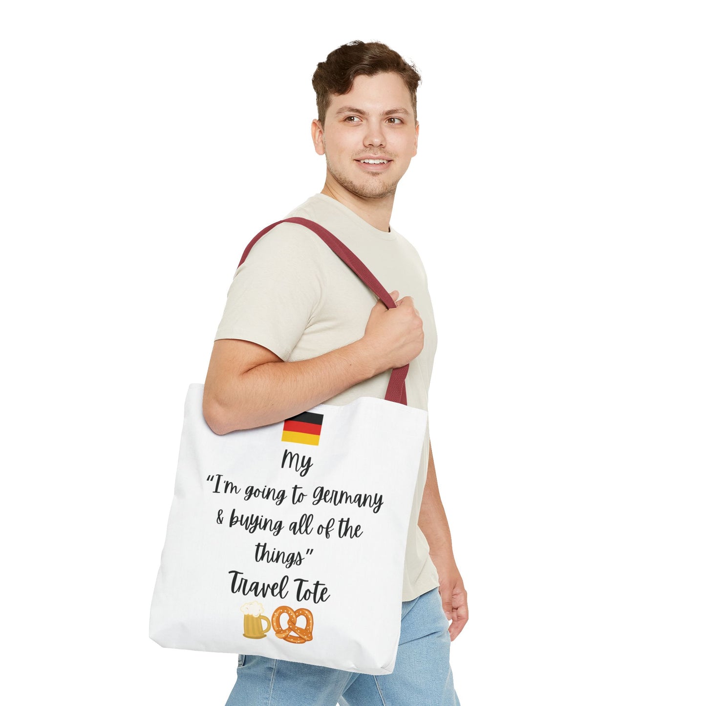 Travel Tote Bag – "My I'm Going to Germany & Buying All of The Things" – Perfect for Flight Crews, Vacation, Beach, Shopping, Gift for Travelers, Adventure