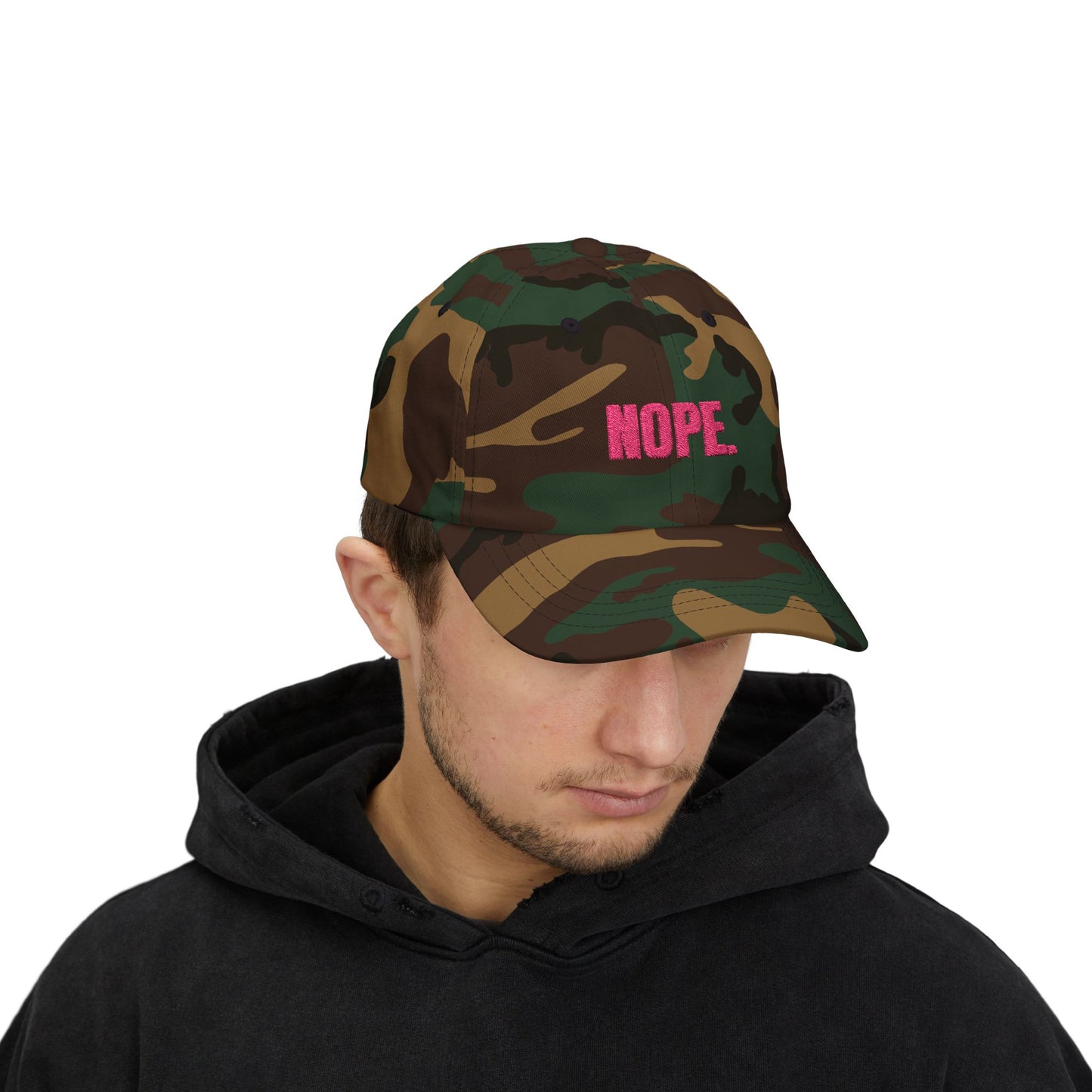 NOPE Cap- Sarcastic Embroidered Baseball Cap, Funny Low-Key Mood Hat, Sassy Gift for Introverts and Burnt-Out Baddies