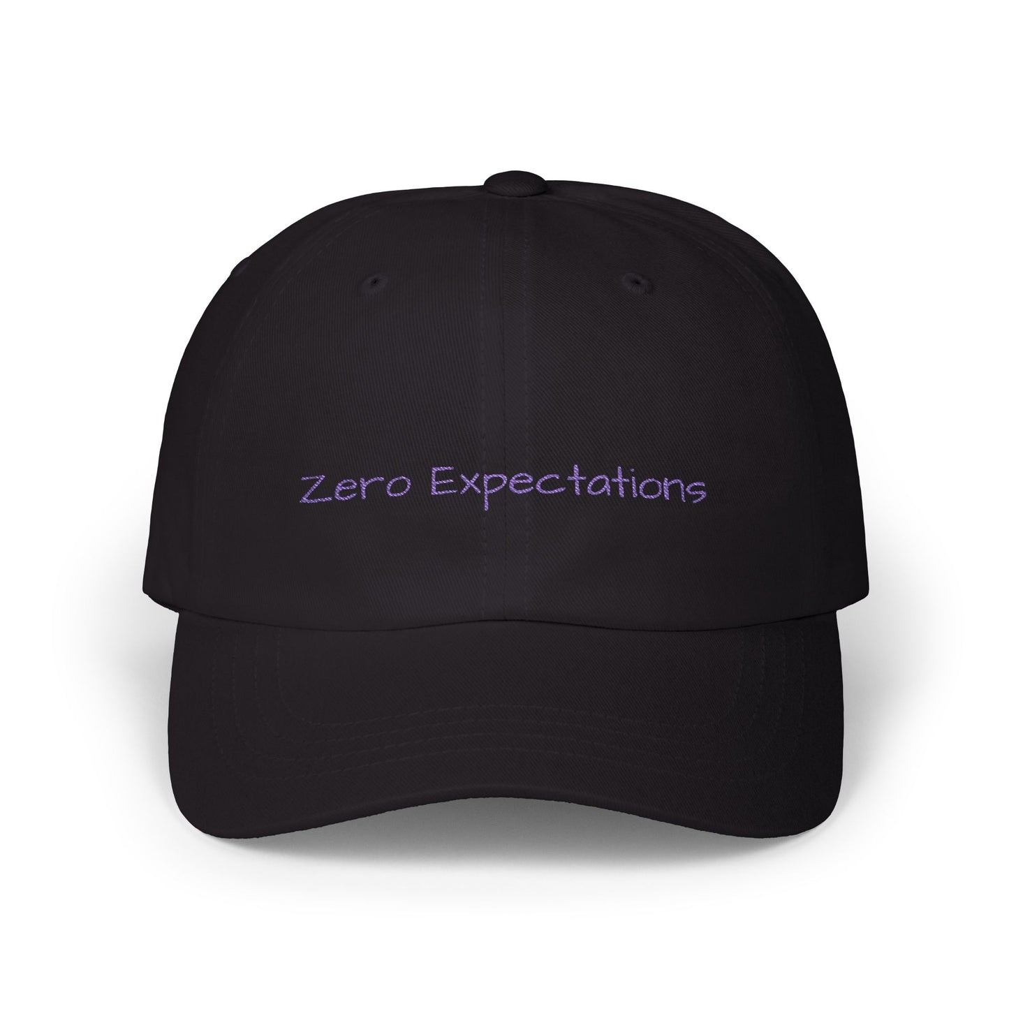 Zero Expectations Cap- Sarcastic Embroidered Cap, Funny Minimalist Hat, Low-Energy Mood Gift for the Barely Hanging On Club