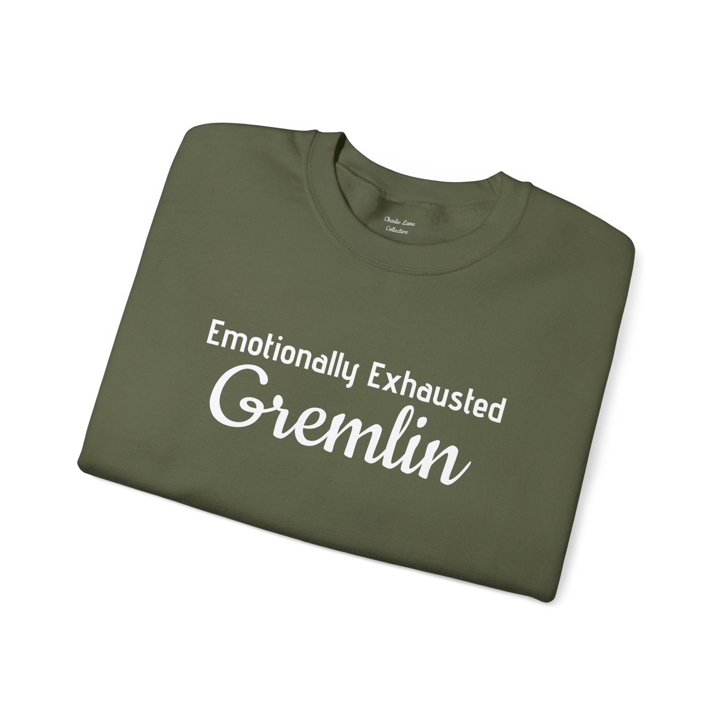Emotionally Exhausted Gremlin Sweatshirt, Unisex Crewneck, Cozy Gift, Casual Wear, Fun Design, Halloween Fashion, Gift for Friends