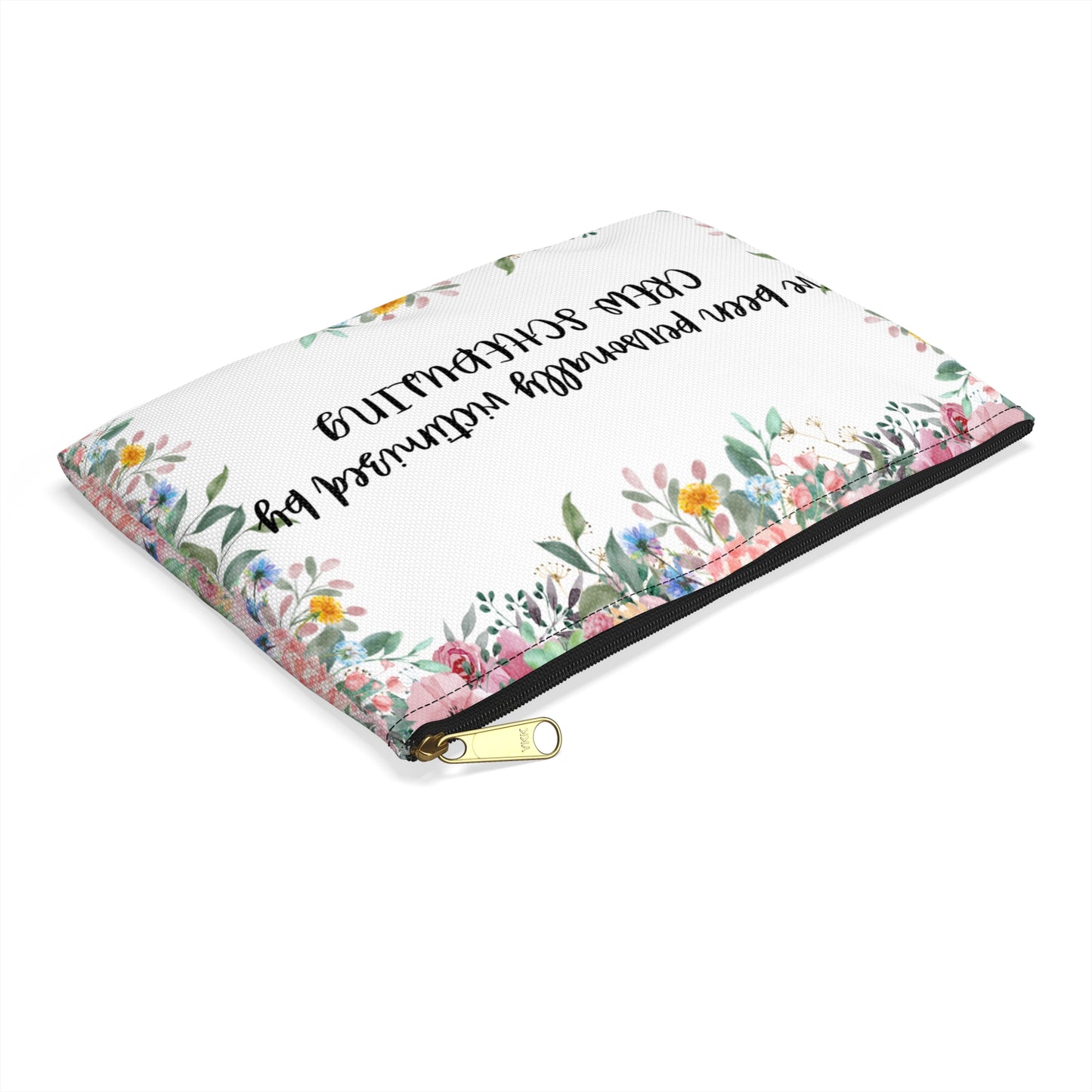 Floral "Victimized by Scheduling" Pouch - Perfect for Crew Scheduling Lovers, Gift for Friends, Fun Makeup Bag, Travel Organizer, Cute Storage Pouch