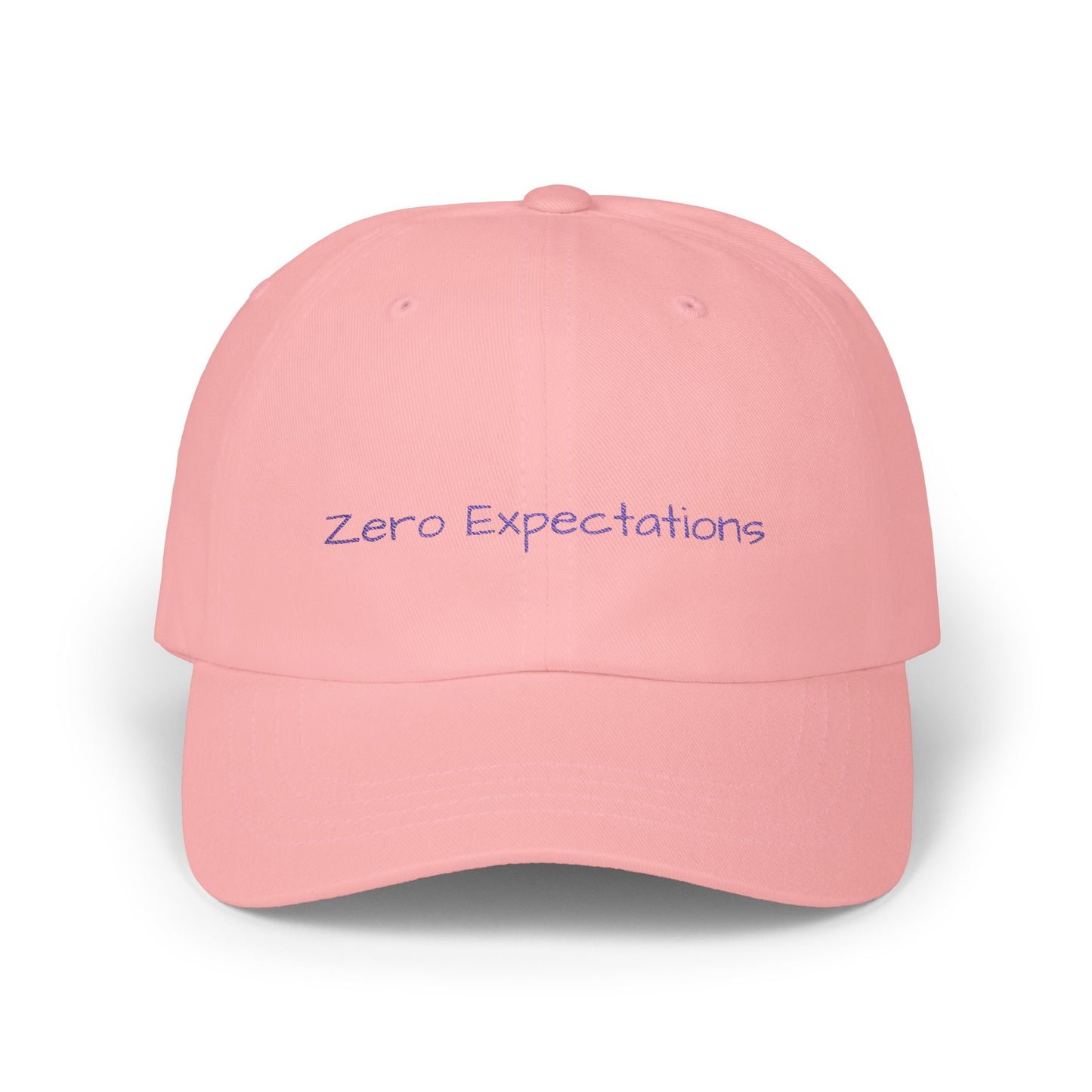 Zero Expectations Cap- Sarcastic Embroidered Cap, Funny Minimalist Hat, Low-Energy Mood Gift for the Barely Hanging On Club