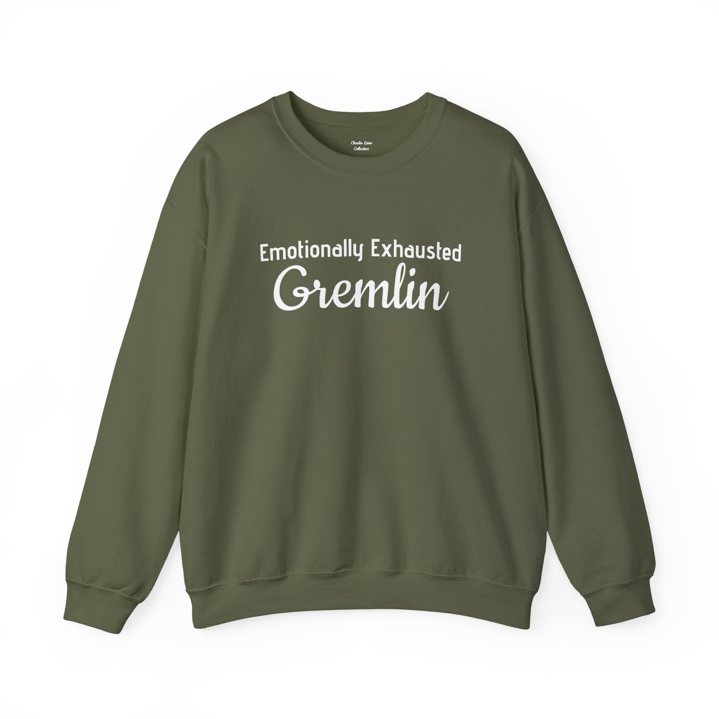 Emotionally Exhausted Gremlin Sweatshirt, Unisex Crewneck, Cozy Gift, Casual Wear, Fun Design, Halloween Fashion, Gift for Friends