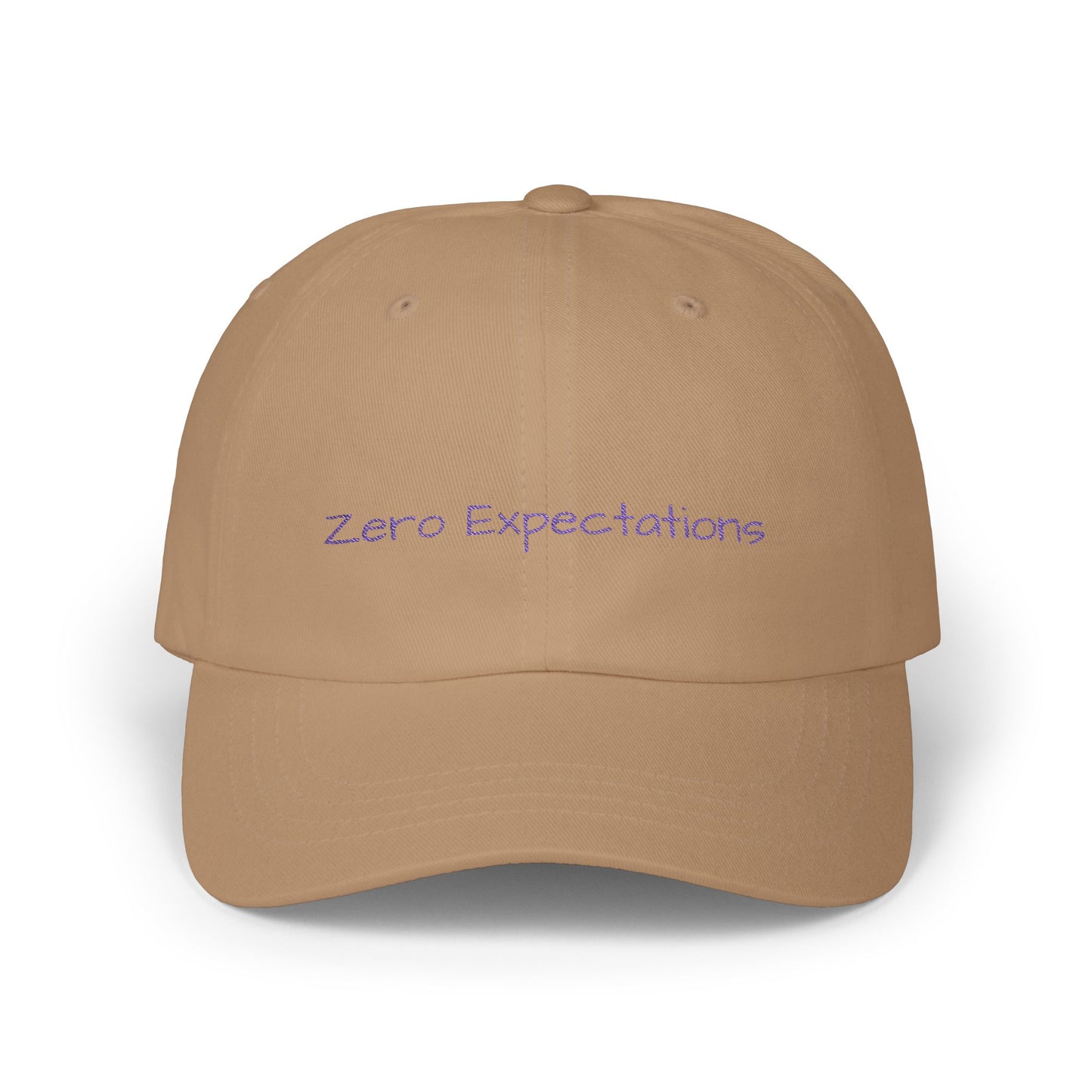 Zero Expectations Cap- Sarcastic Embroidered Cap, Funny Minimalist Hat, Low-Energy Mood Gift for the Barely Hanging On Club