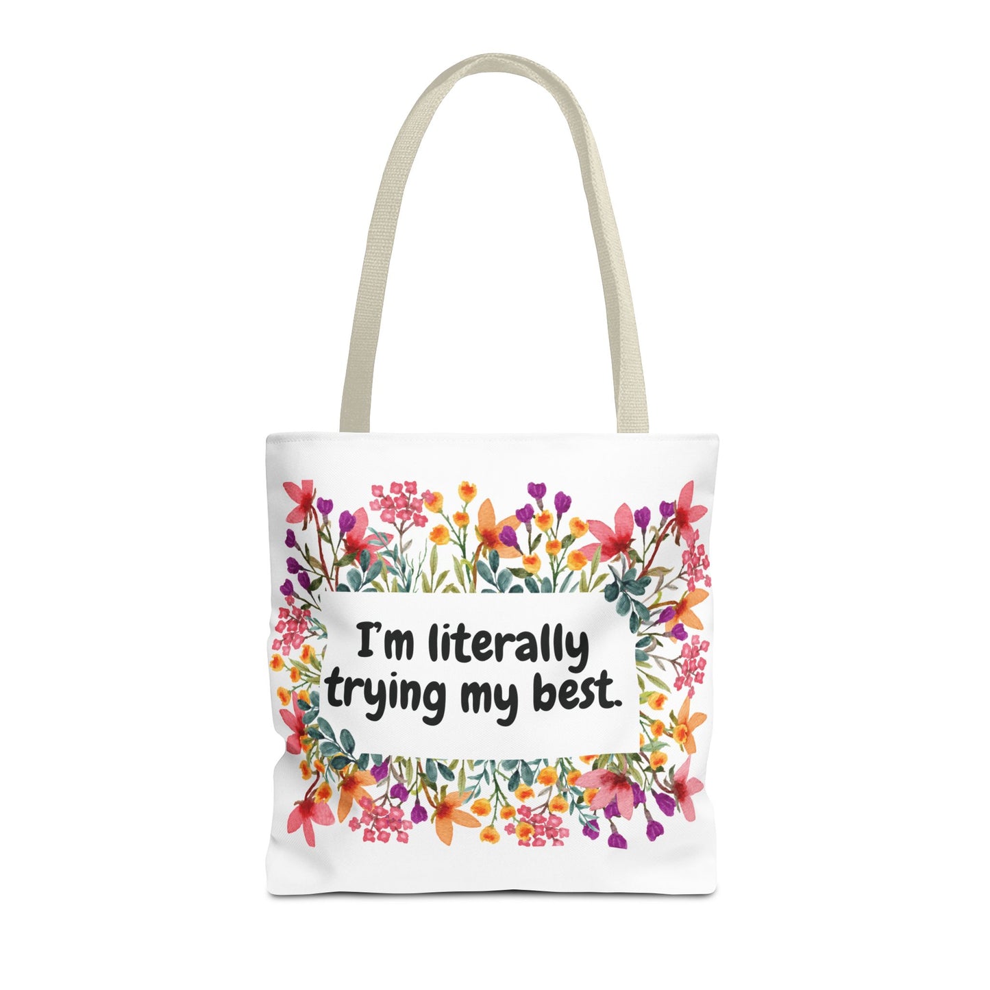 I'm Trying my Best Tote Bag, Eco-Friendly Shopping Bag, Gift for Students, Inspirational Everyday Carryall, Perfect for Celebrations