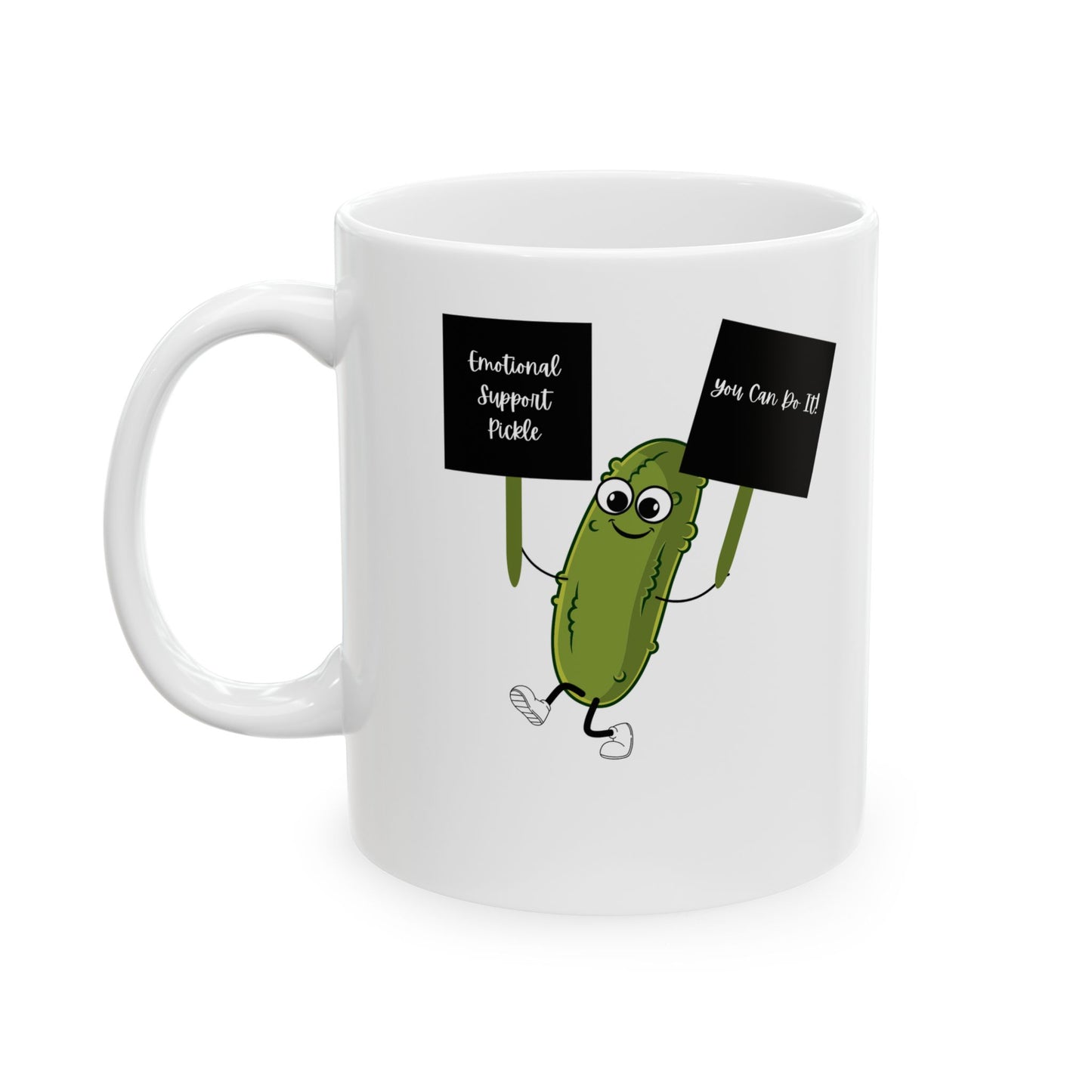 Emotional Support Pickle Ceramic Mug - Perfect Gift for Coffee Lovers, Funny Quotes, Kitchen Decor, Birthday, Anniversary