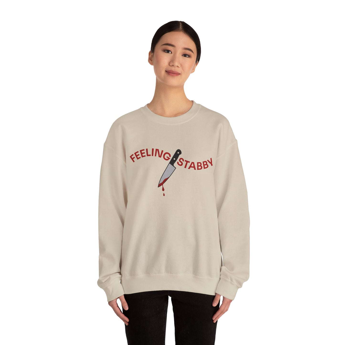 Feeling Stabby Crewneck Sweatshirt-Funny Murder Podcast Gift, Forensics Obsession Cover, Crime Junkie Aesthetic Sweatshirt