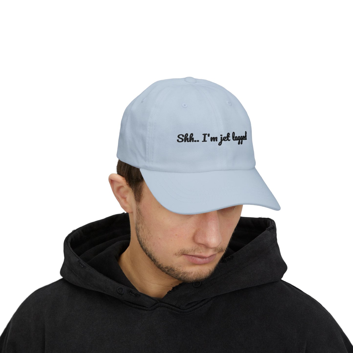 Shhh... I'm Jet Lagged Dad Cap, Relaxed Unisex Hat for Travelers, Gift for Frequent Flyers, Casual Style Cap