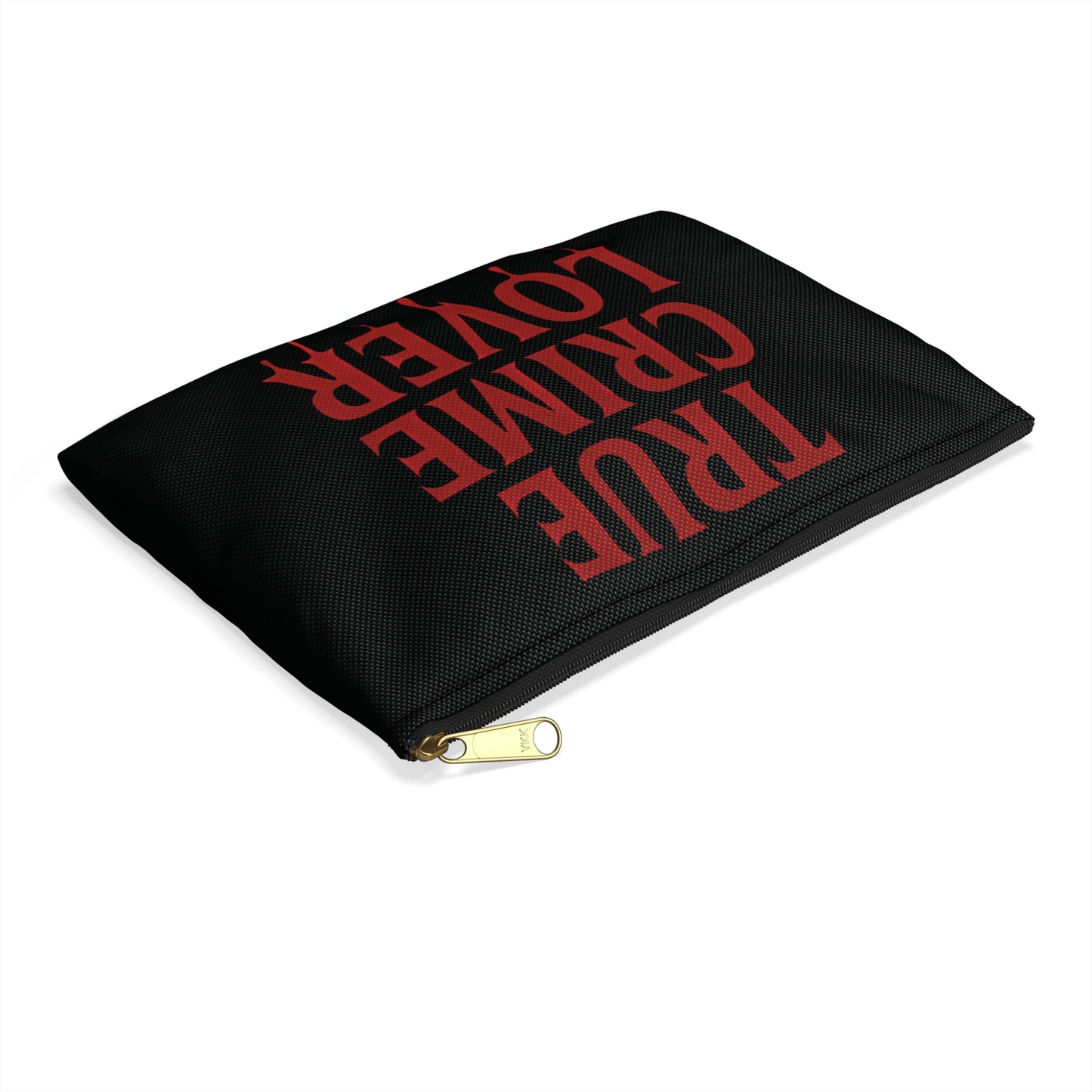 True Crime Lover Accessory Pouch- Funny Zipper Bag for Murder Show Fans, Dark Humor Makeup Bag, Crime Junkie Gift