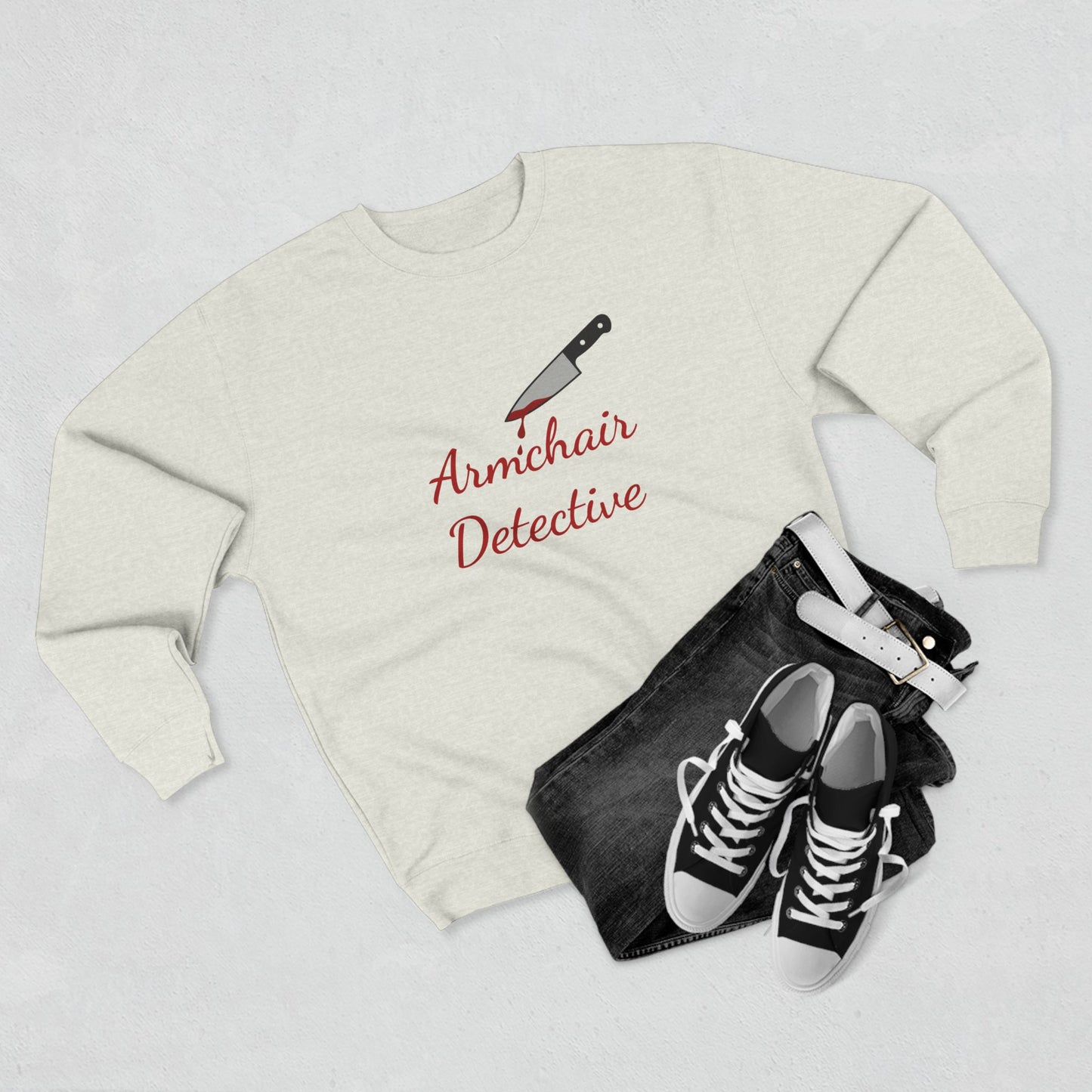 Armchair Detective Sweatshirt- Funny True Crime Crewneck, Cozy Gift for Crime Junkies and Murder Show Addicts