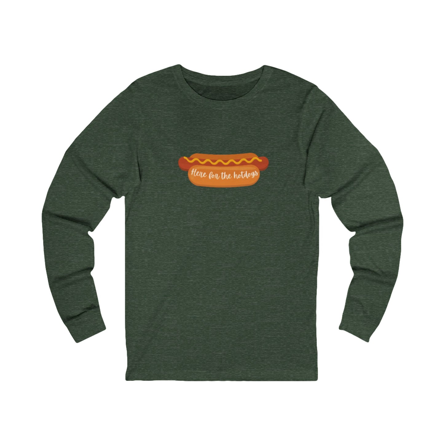 Hot Dog Themed Long Sleeve Tee, Fun Food Tee, Foodie Gift, BBQ Attire, Summer Casual Wear, Food Lover Shirt