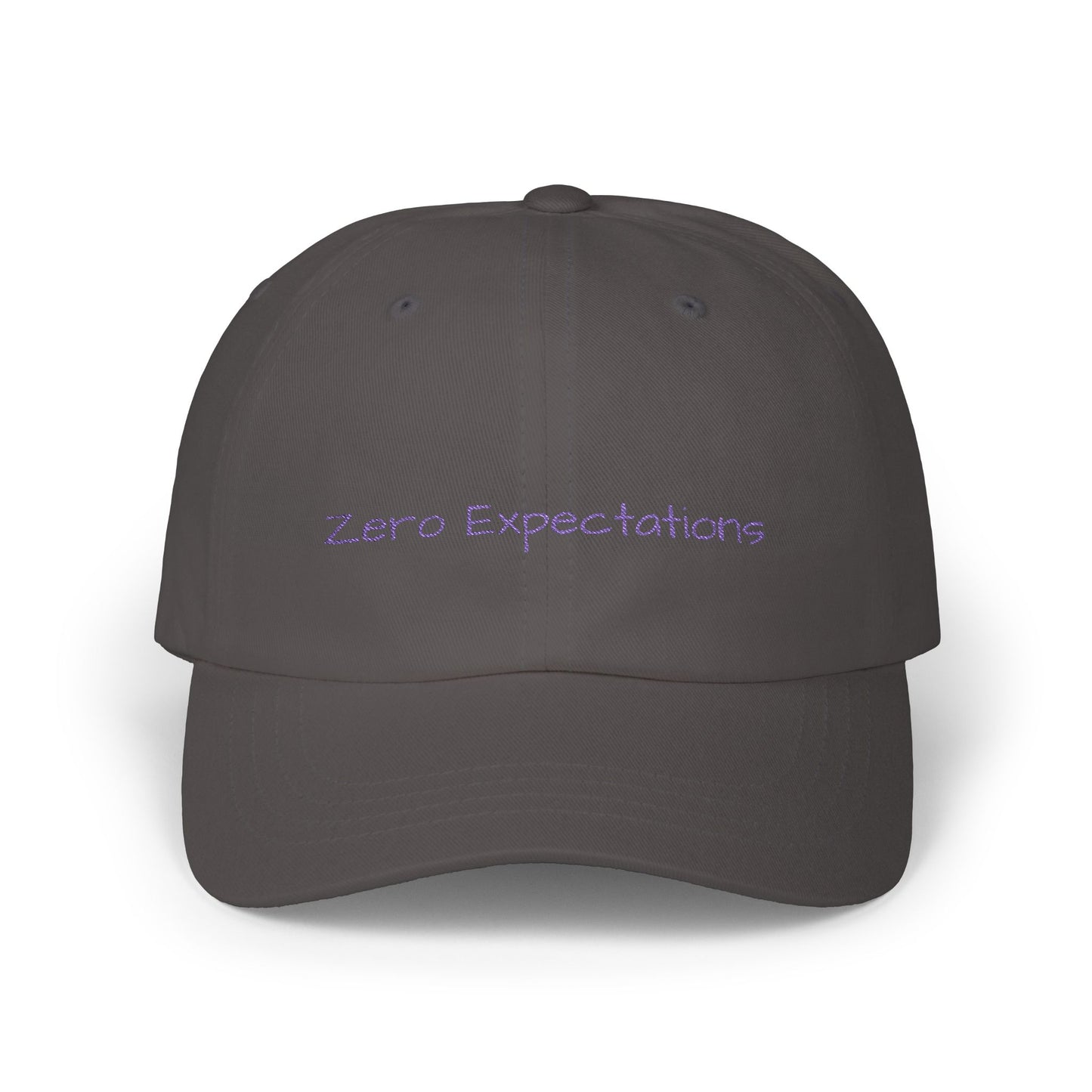 Zero Expectations Cap- Sarcastic Embroidered Cap, Funny Minimalist Hat, Low-Energy Mood Gift for the Barely Hanging On Club