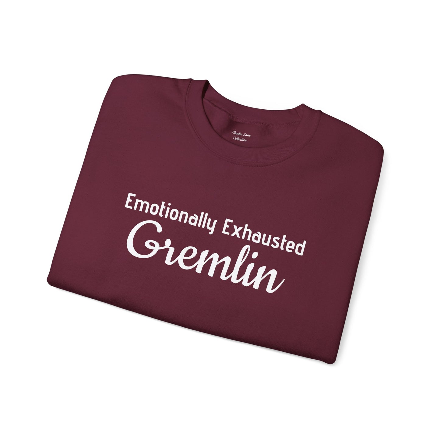 Emotionally Exhausted Gremlin Sweatshirt, Unisex Crewneck, Cozy Gift, Casual Wear, Fun Design, Halloween Fashion, Gift for Friends