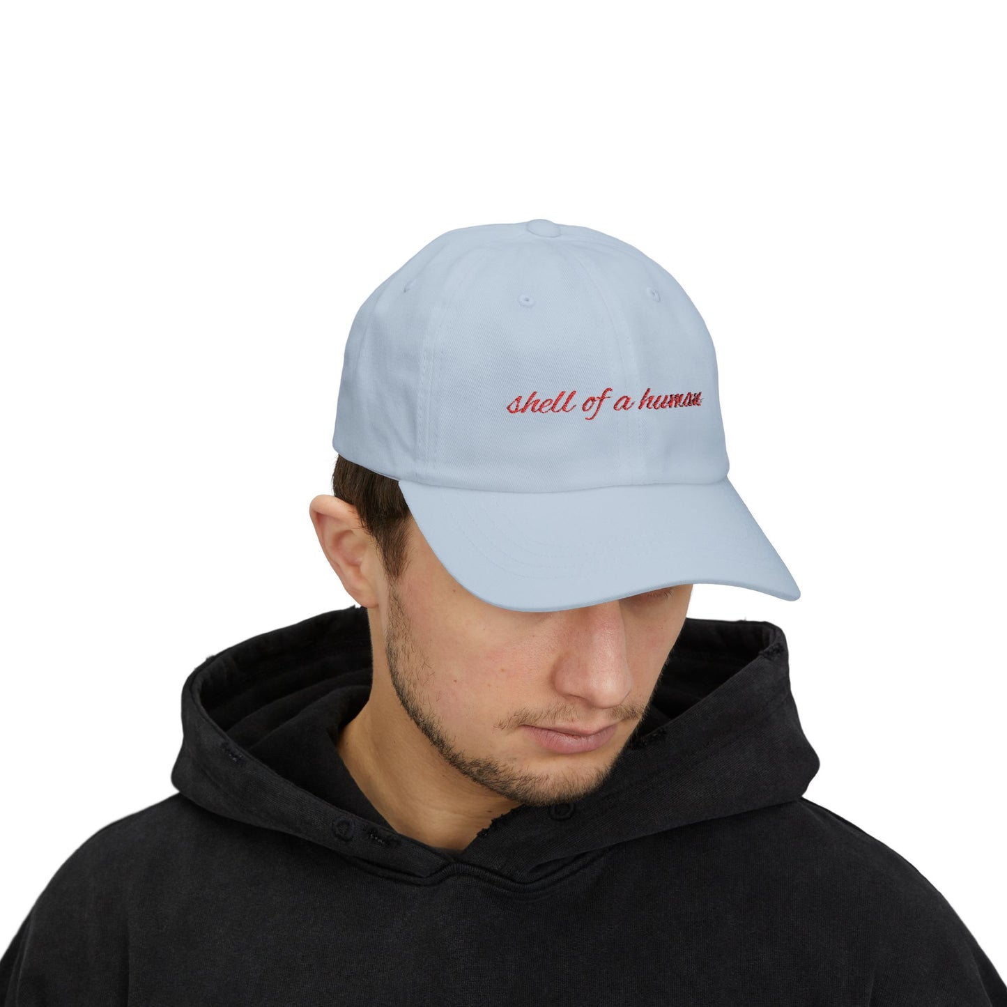Shell of a Human Cap- Funny Burnout Embroidered Cap, Sarcastic Mood Hat, Mental Exhaustion Gift for Tired Overachievers