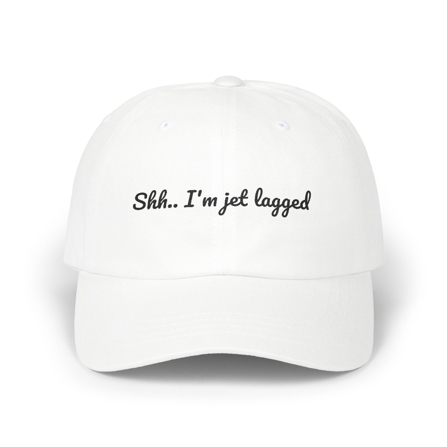 Shhh... I'm Jet Lagged Dad Cap, Relaxed Unisex Hat for Travelers, Gift for Frequent Flyers, Casual Style Cap