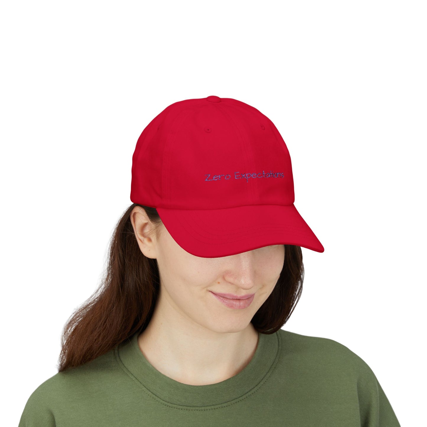 Zero Expectations Cap- Sarcastic Embroidered Cap, Funny Minimalist Hat, Low-Energy Mood Gift for the Barely Hanging On Club