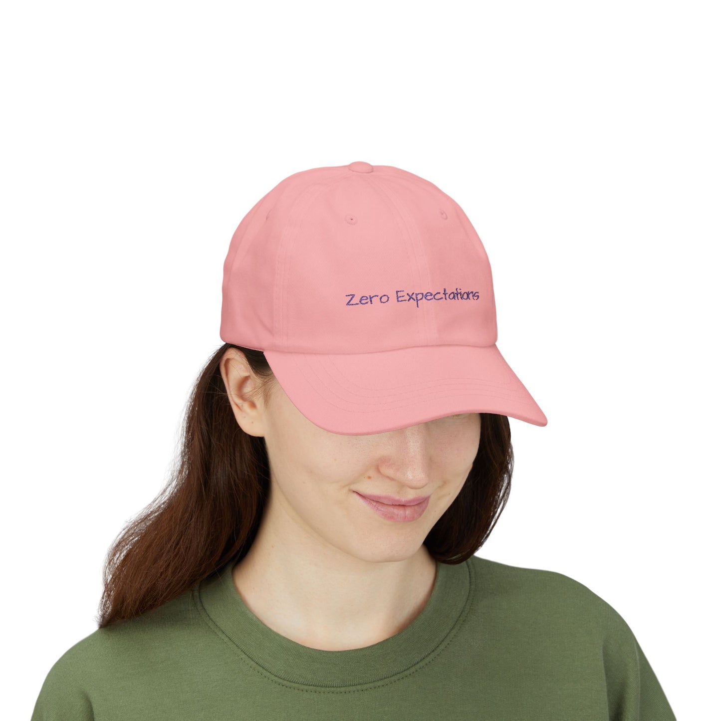 Zero Expectations Cap- Sarcastic Embroidered Cap, Funny Minimalist Hat, Low-Energy Mood Gift for the Barely Hanging On Club
