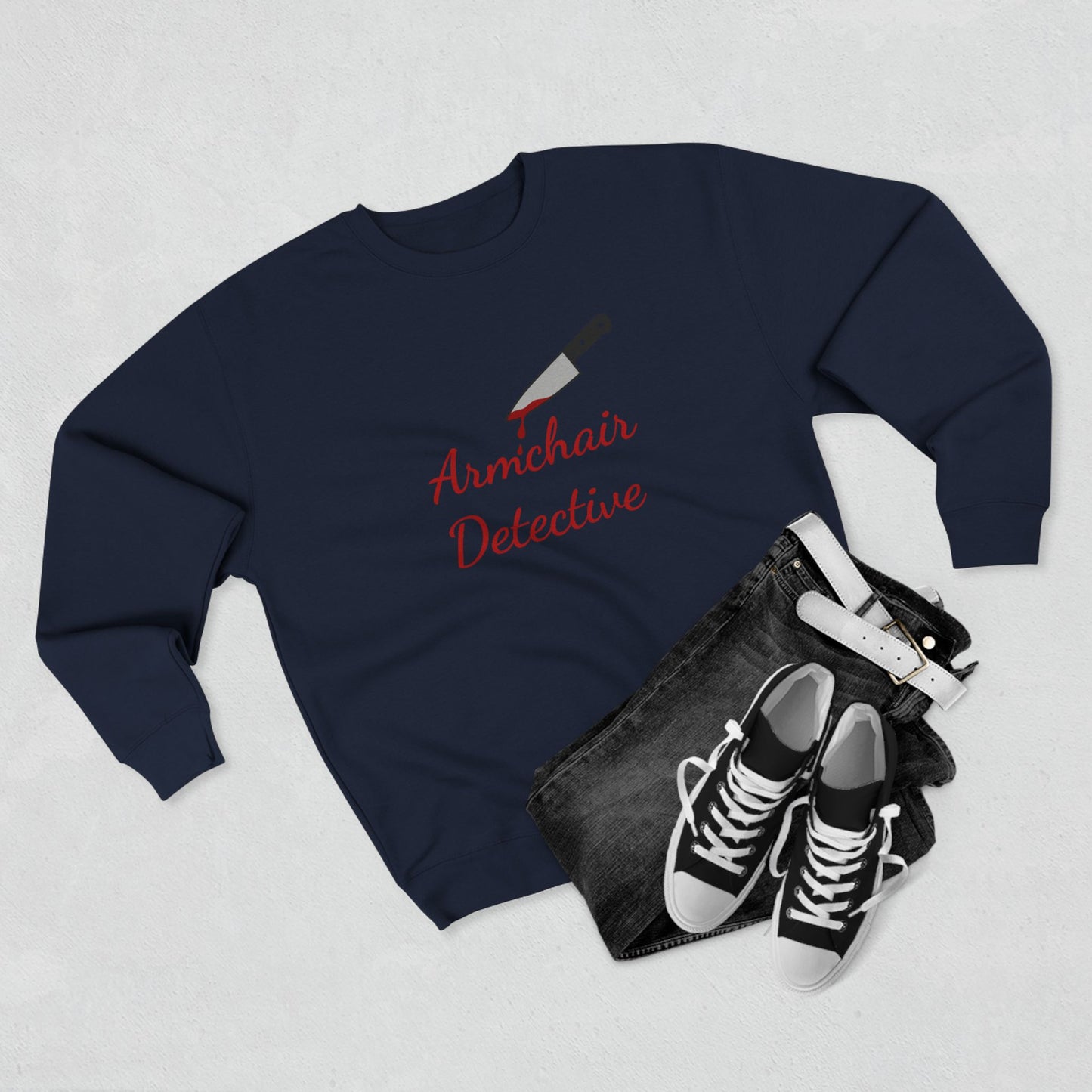 Armchair Detective Sweatshirt- Funny True Crime Crewneck, Cozy Gift for Crime Junkies and Murder Show Addicts