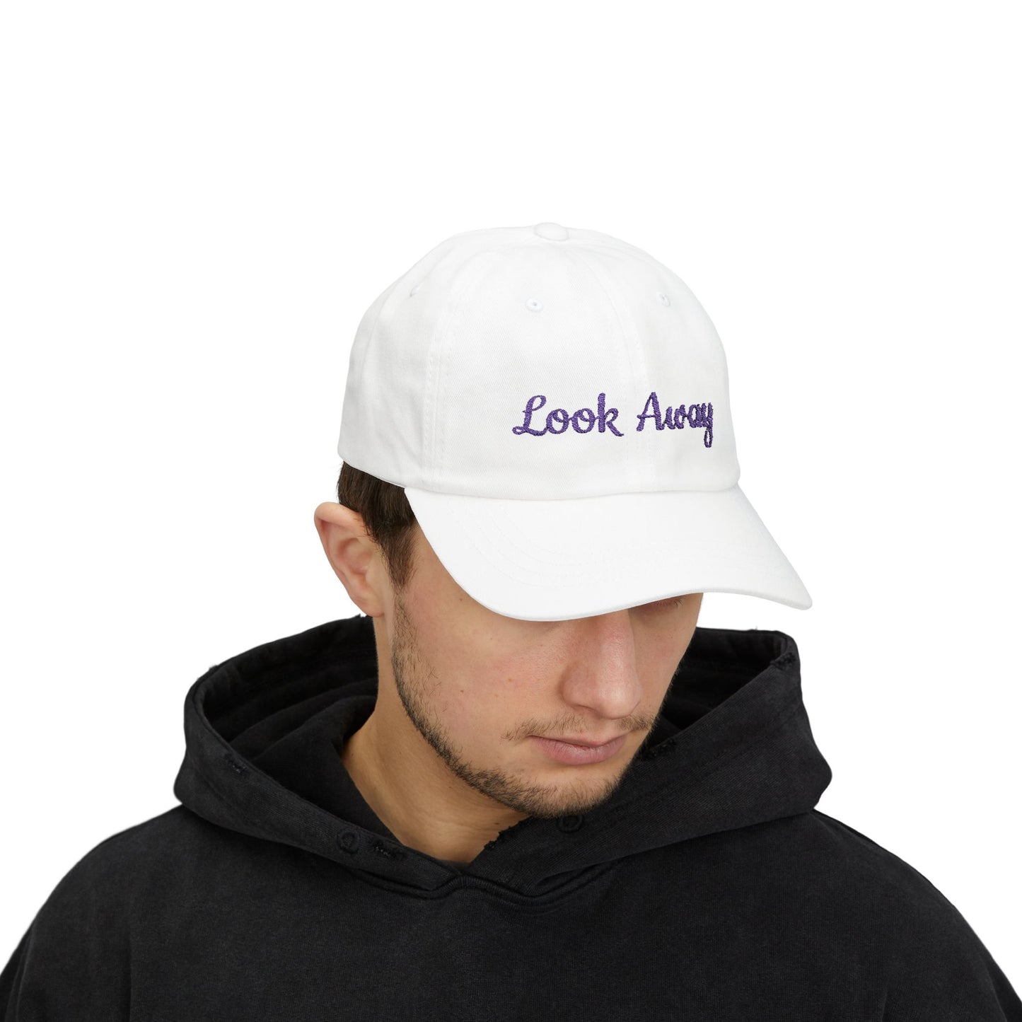 Classic Cap with 'Look Away' Embroidery, Casual Baseball Hat, Gift for Any and All Introverts, Summer Accessory, Trendy Fashion, Don't Look At Me