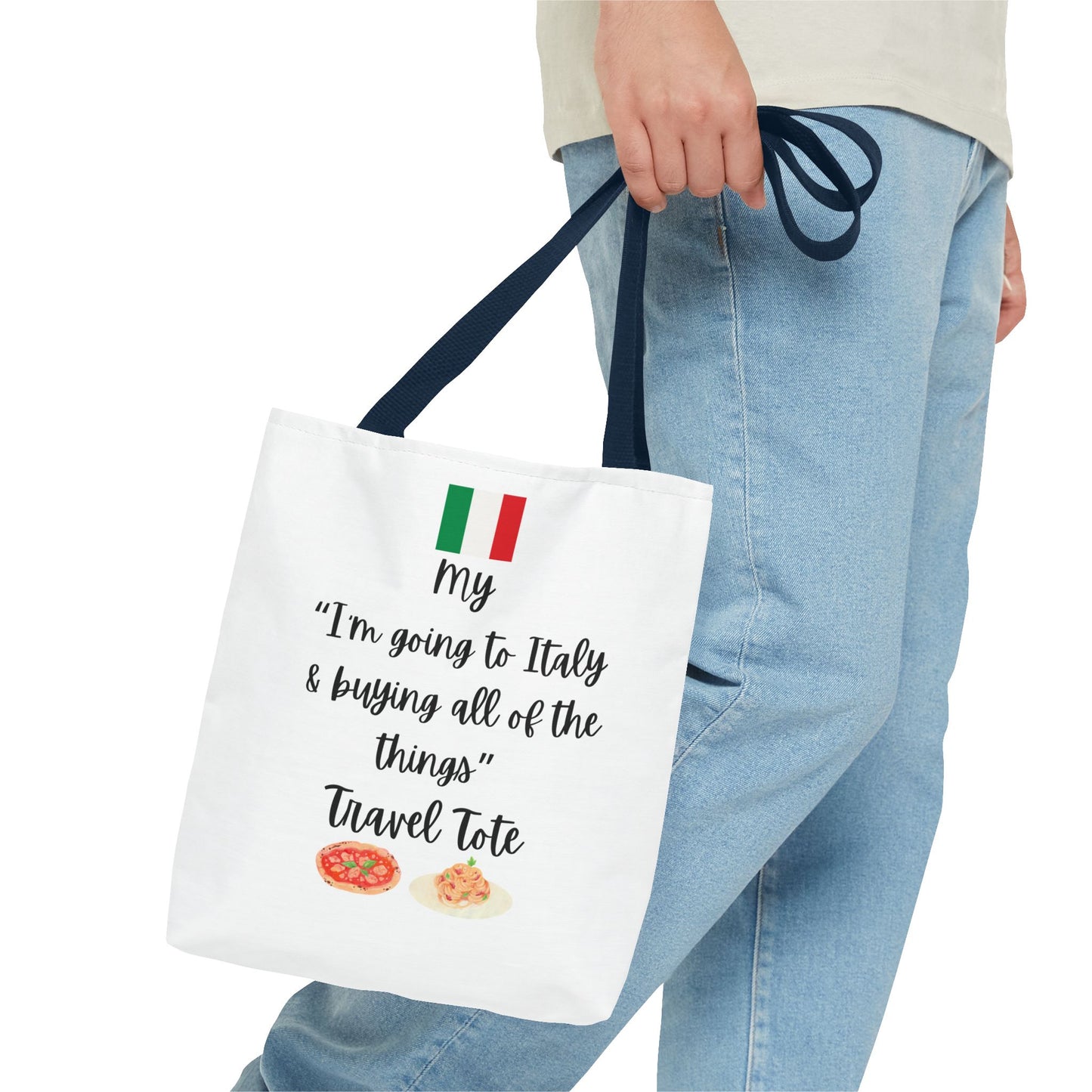 Travel Tote Bag – "My I'm Going to Italy & Buying All of The Things" – Perfect for Flight Crews, Vacation, Beach, Shopping, Gift for Travelers, Adventure