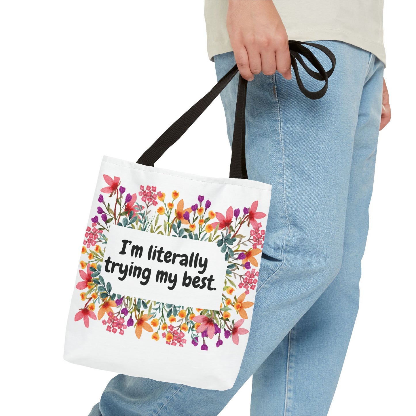 I'm Trying my Best Tote Bag, Eco-Friendly Shopping Bag, Gift for Students, Inspirational Everyday Carryall, Perfect for Celebrations