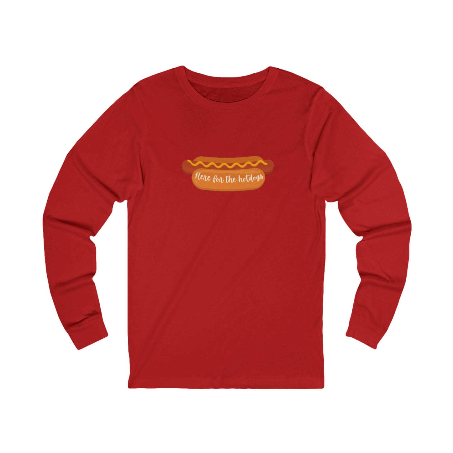 Hot Dog Themed Long Sleeve Tee, Fun Food Tee, Foodie Gift, BBQ Attire, Summer Casual Wear, Food Lover Shirt