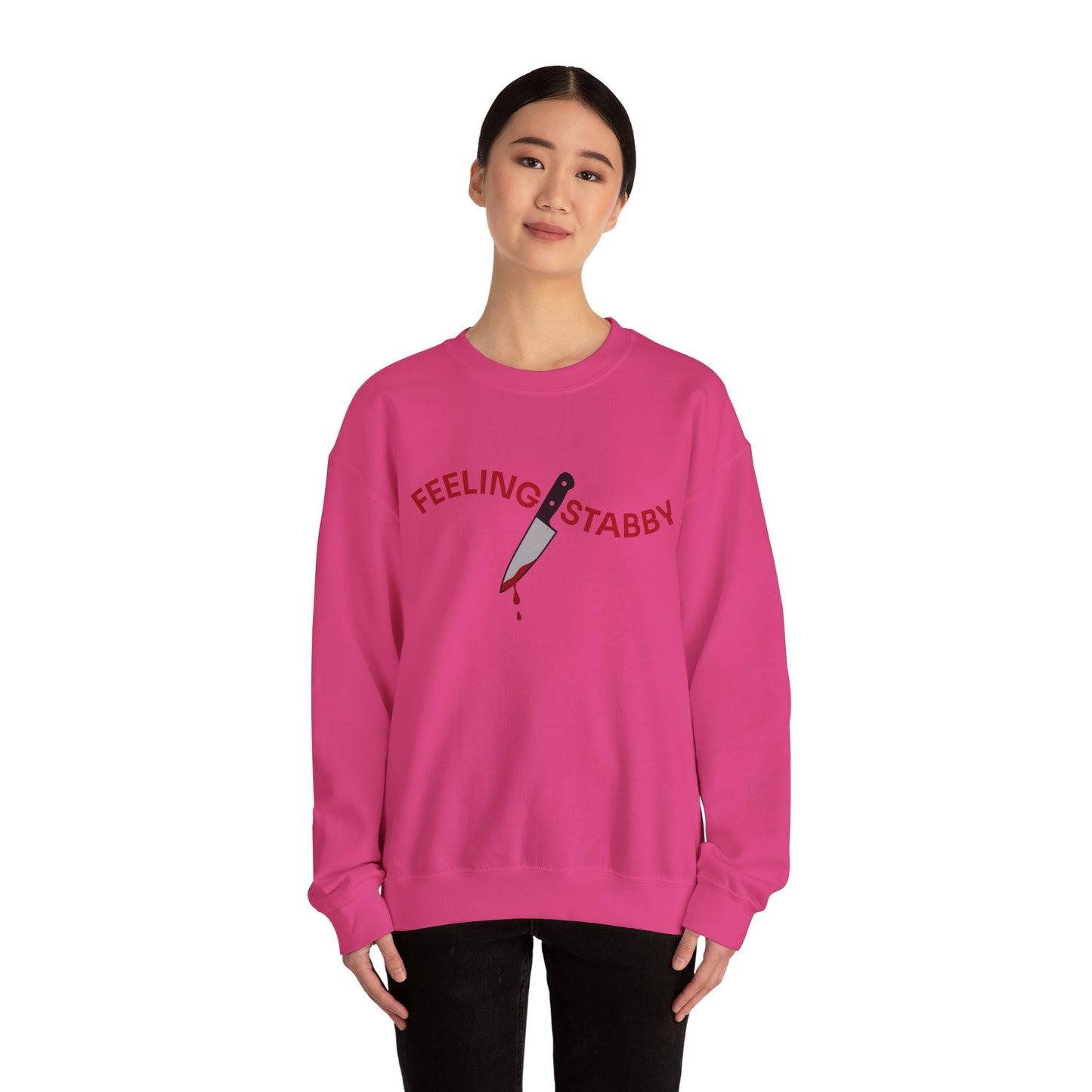 Feeling Stabby Crewneck Sweatshirt-Funny Murder Podcast Gift, Forensics Obsession Cover, Crime Junkie Aesthetic Sweatshirt