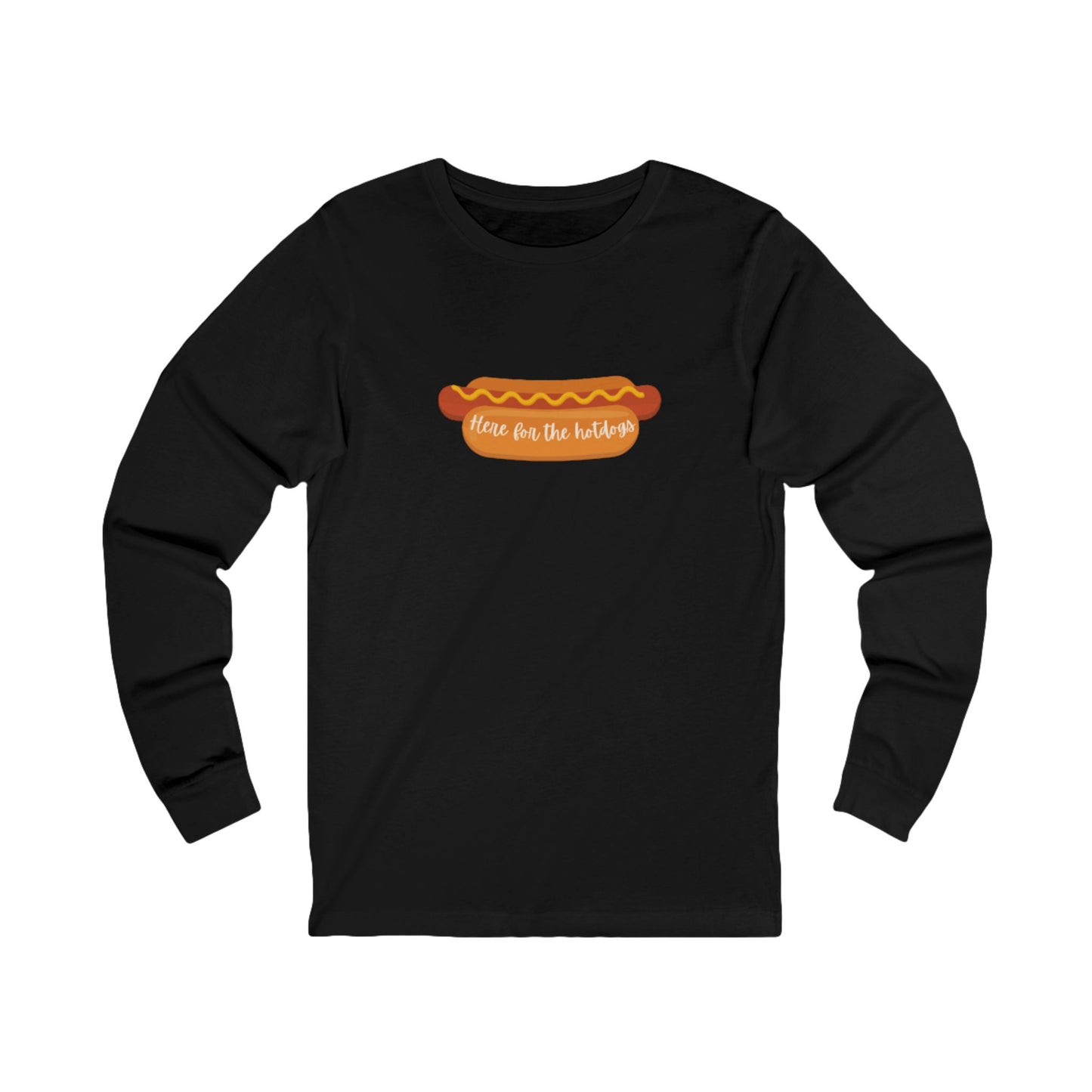 Hot Dog Themed Long Sleeve Tee, Fun Food Tee, Foodie Gift, BBQ Attire, Summer Casual Wear, Food Lover Shirt