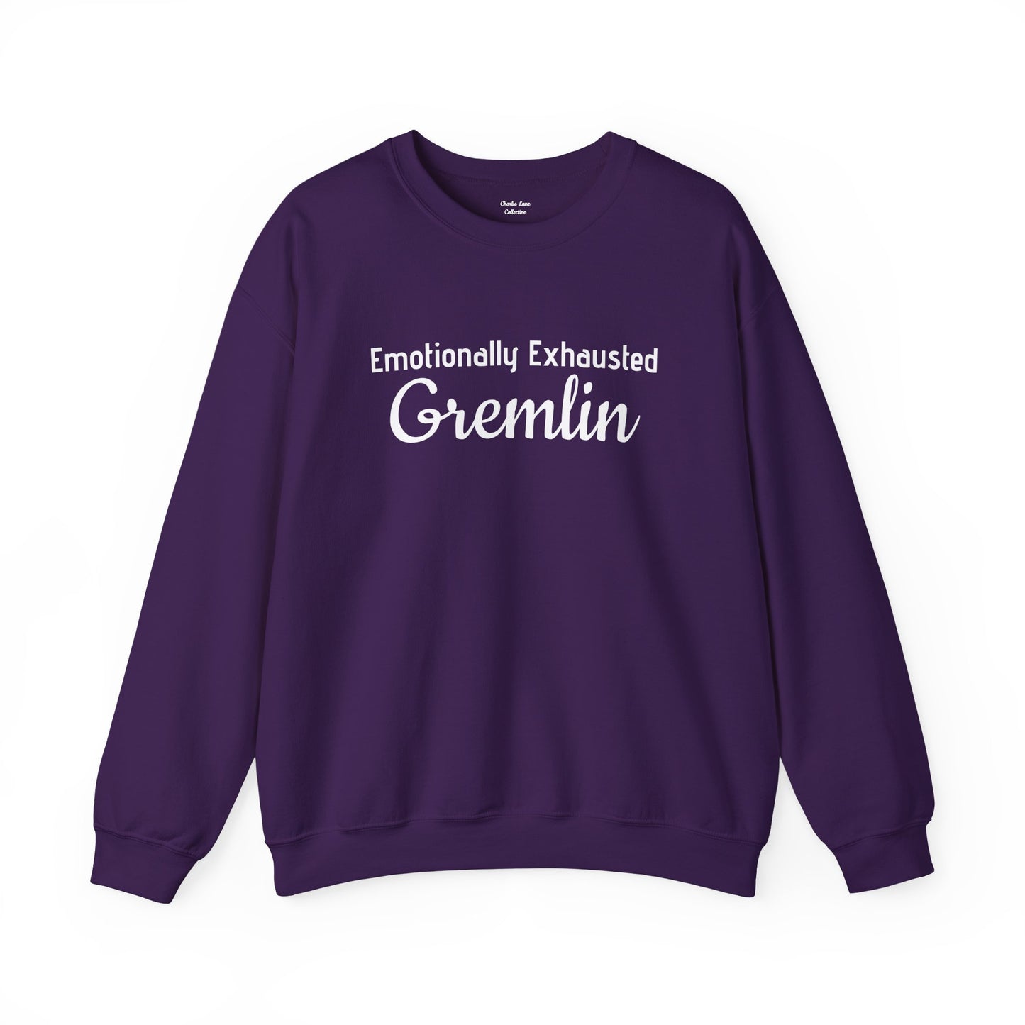 Emotionally Exhausted Gremlin Sweatshirt, Unisex Crewneck, Cozy Gift, Casual Wear, Fun Design, Halloween Fashion, Gift for Friends