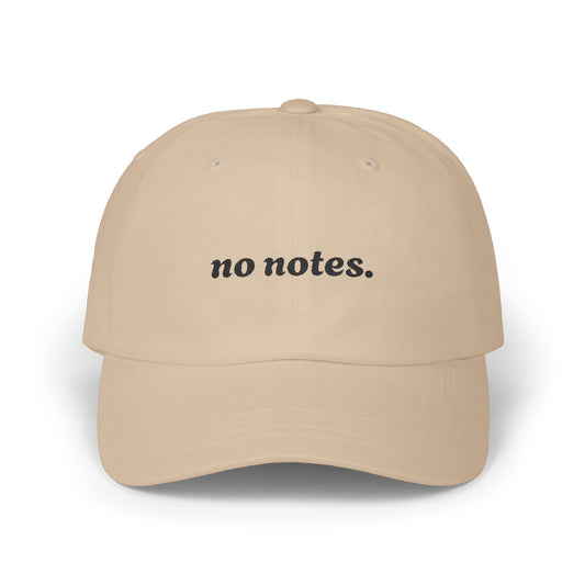 Classic Dad Cap with 'No Notes' Embroidery - Casual Style Hat for Lovers of New Girl, Gift for Humans, Everyday Wear, Birthdays