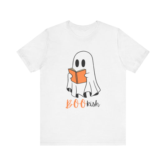 BOOkish Ghost Reading Unisex Tee, Cute Halloween Shirt, Autumn Apparel, Ghost Lover Gift, Spooky Reading T-Shirt