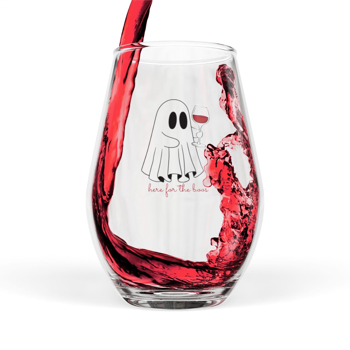 Here for the Boos Stemless Wine Glass, Halloween Decor, Funny Gift, Party Essentials, Unique Glassware