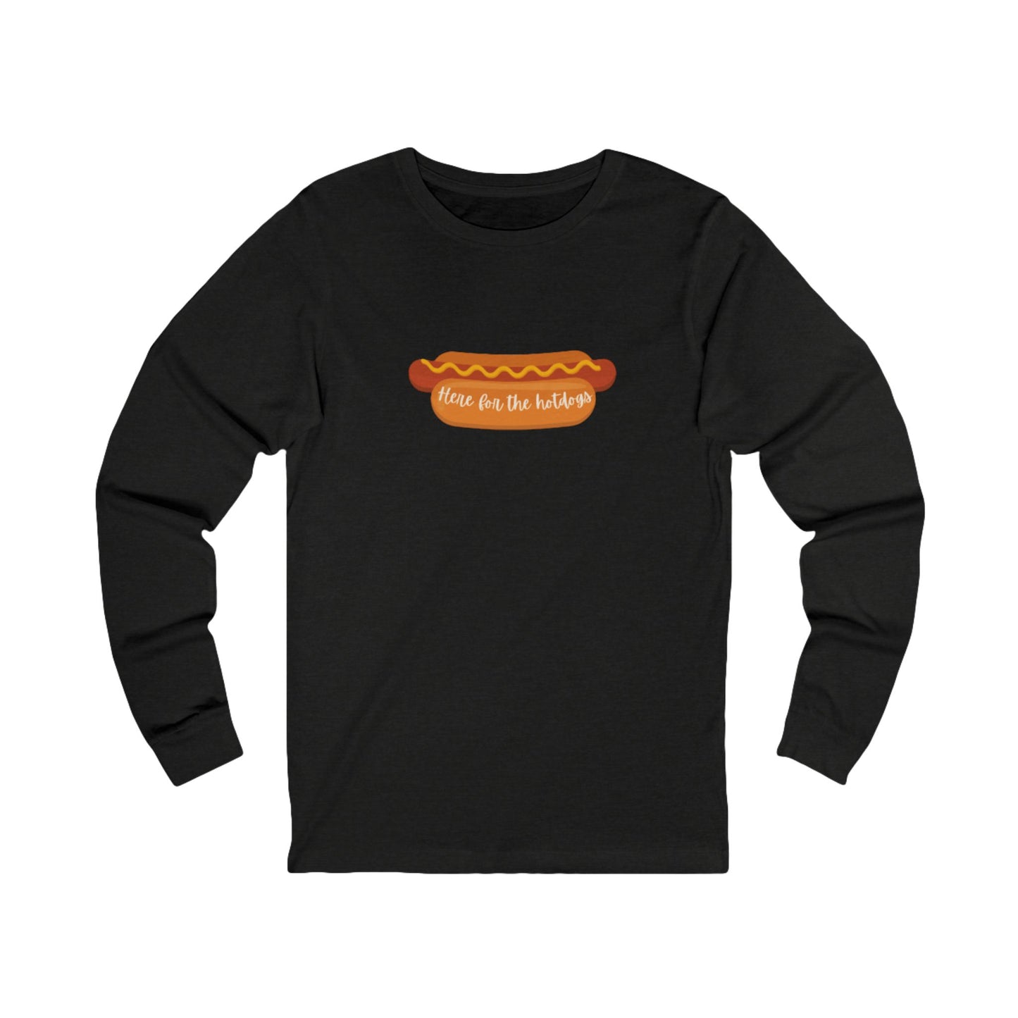 Hot Dog Themed Long Sleeve Tee, Fun Food Tee, Foodie Gift, BBQ Attire, Summer Casual Wear, Food Lover Shirt