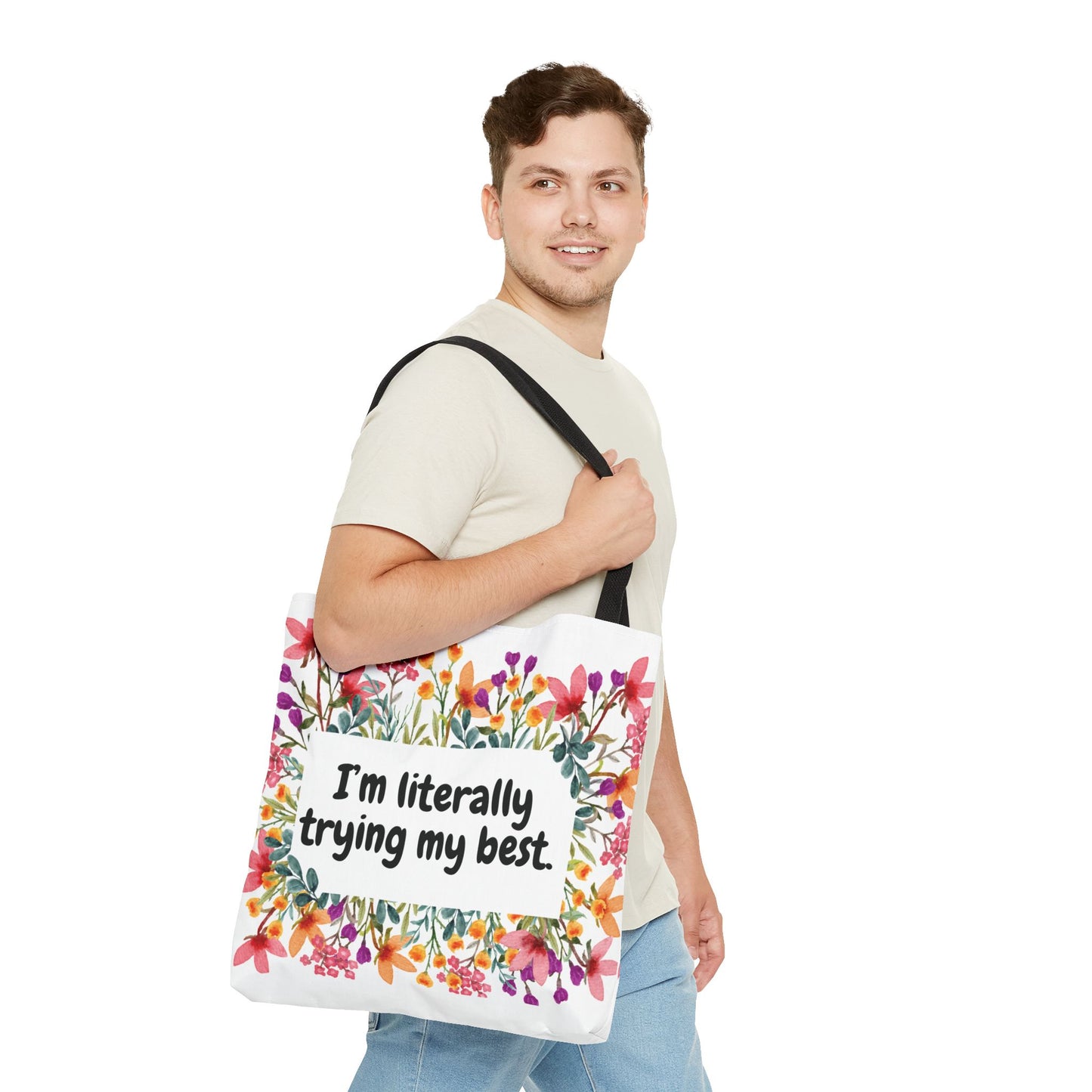I'm Trying my Best Tote Bag, Eco-Friendly Shopping Bag, Gift for Students, Inspirational Everyday Carryall, Perfect for Celebrations