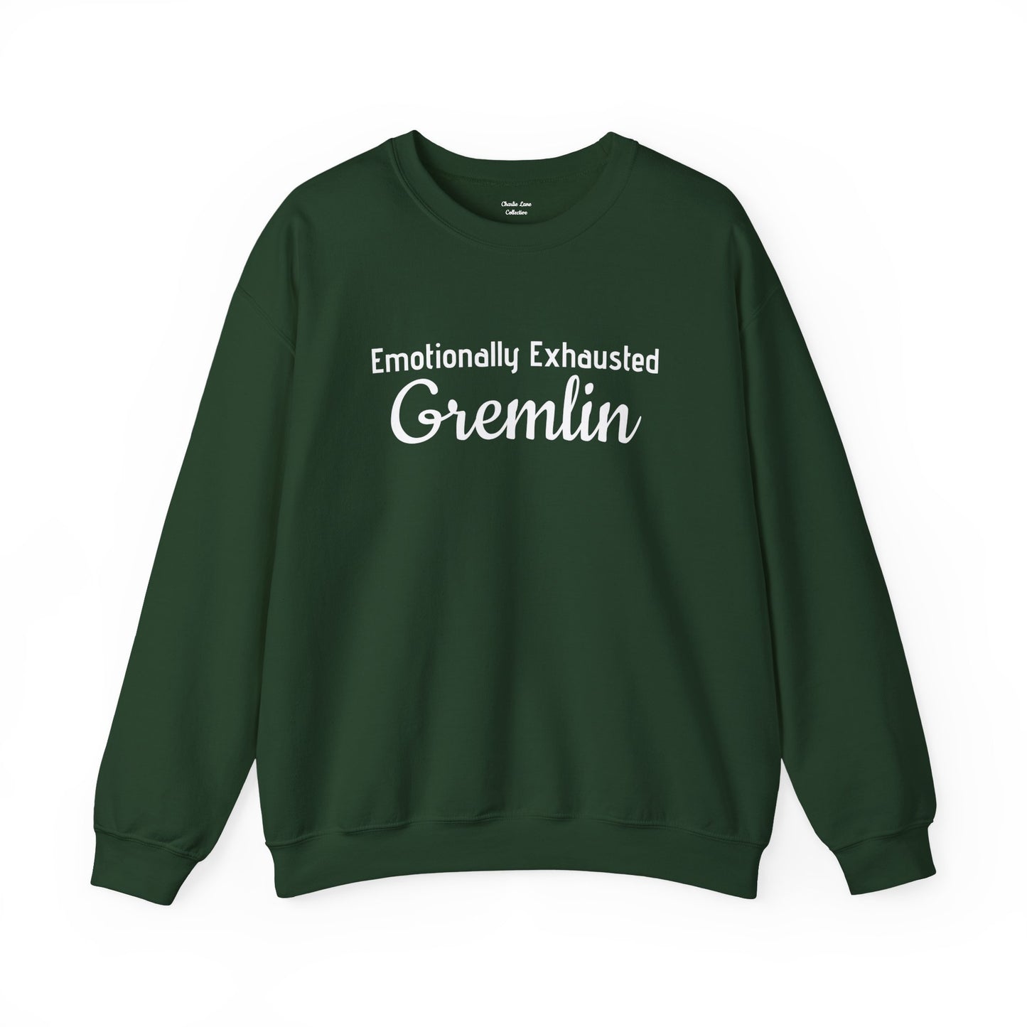 Emotionally Exhausted Gremlin Sweatshirt, Unisex Crewneck, Cozy Gift, Casual Wear, Fun Design, Halloween Fashion, Gift for Friends
