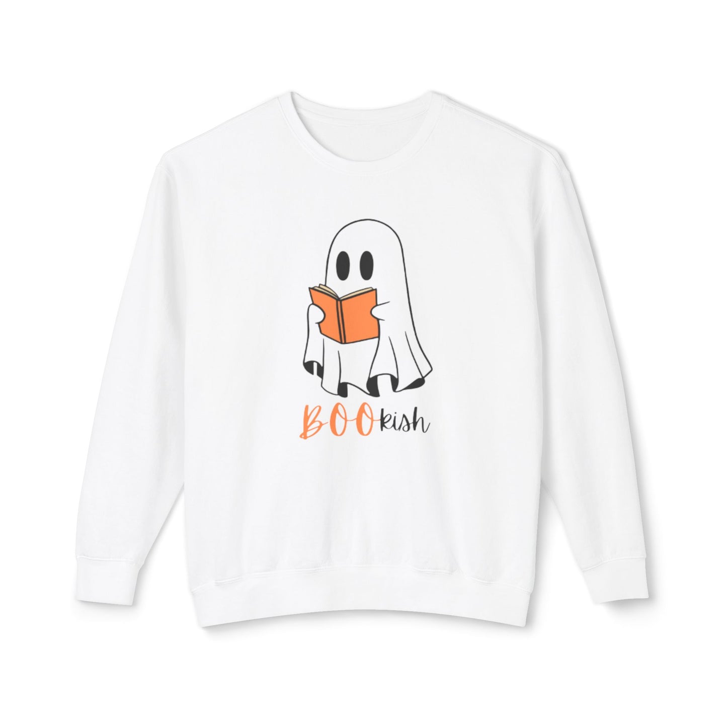 BOOkish Ghost Crewneck Sweatshirt | Lightweight Sweatshirt for Book Lovers | Halloween Apparel, Cozy Sweater, Fall Fashion, Gift Idea