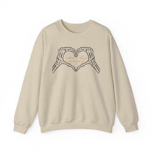 Spooky Season Unisex Crewneck Sweatshirt, Cozy Gift for Friends, Skeleton Love, Halloween Apparel, Casual Layering