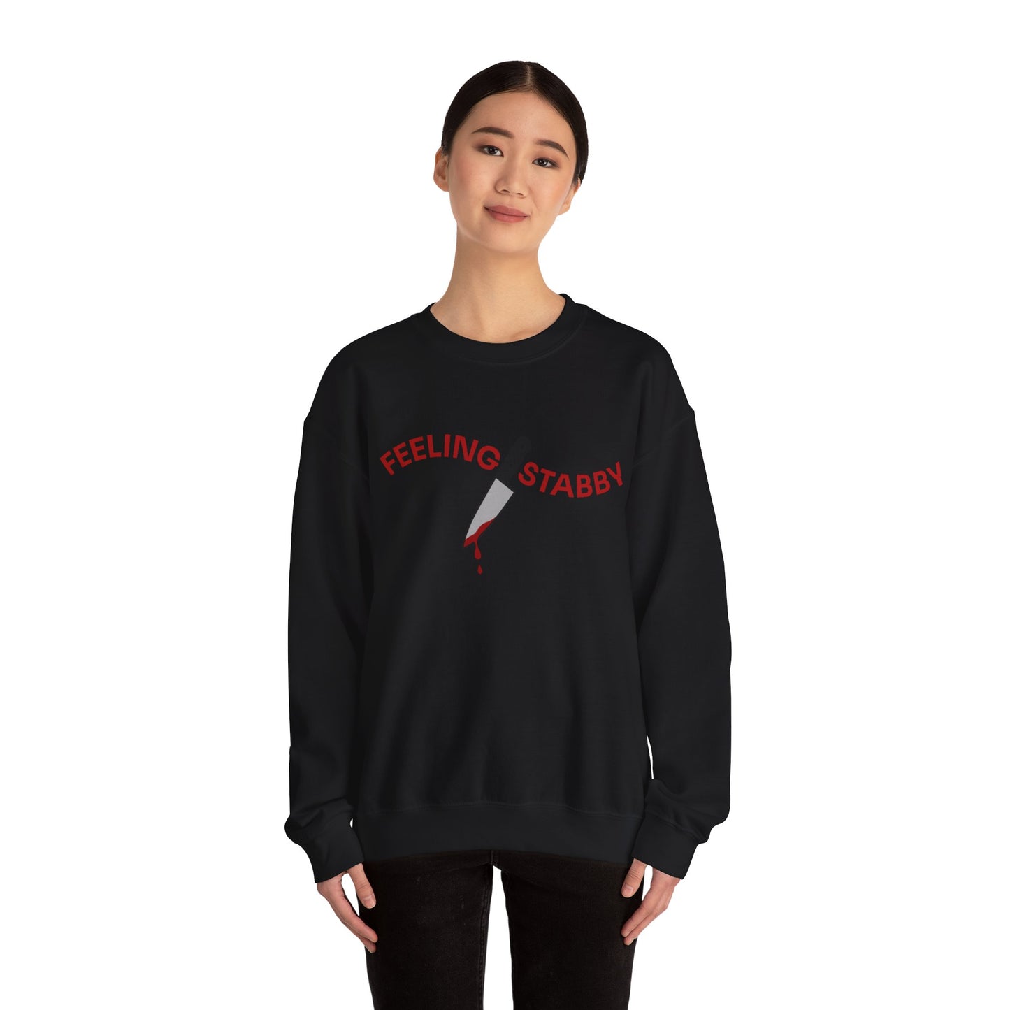 Feeling Stabby Crewneck Sweatshirt-Funny Murder Podcast Gift, Forensics Obsession Cover, Crime Junkie Aesthetic Sweatshirt