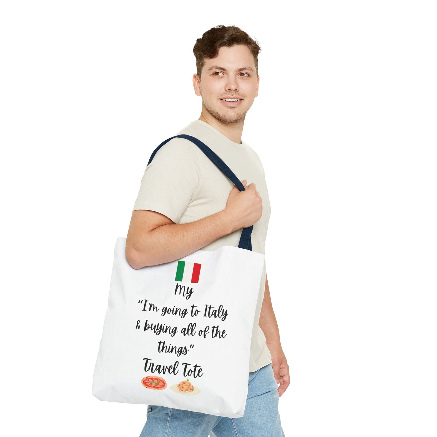 Travel Tote Bag – "My I'm Going to Italy & Buying All of The Things" – Perfect for Flight Crews, Vacation, Beach, Shopping, Gift for Travelers, Adventure